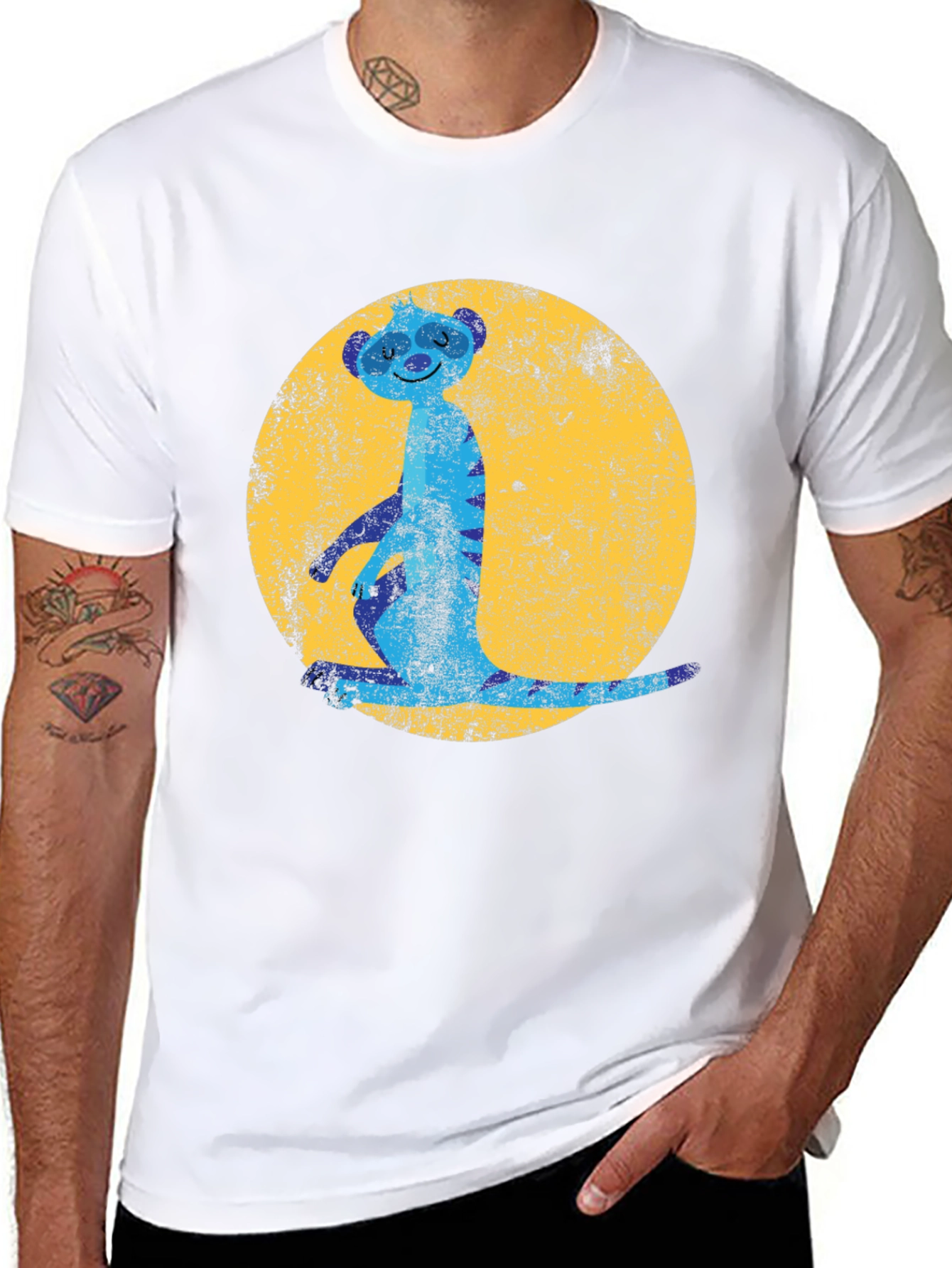Black Meerkat Moon Men's Graphic Tee - Black view 8