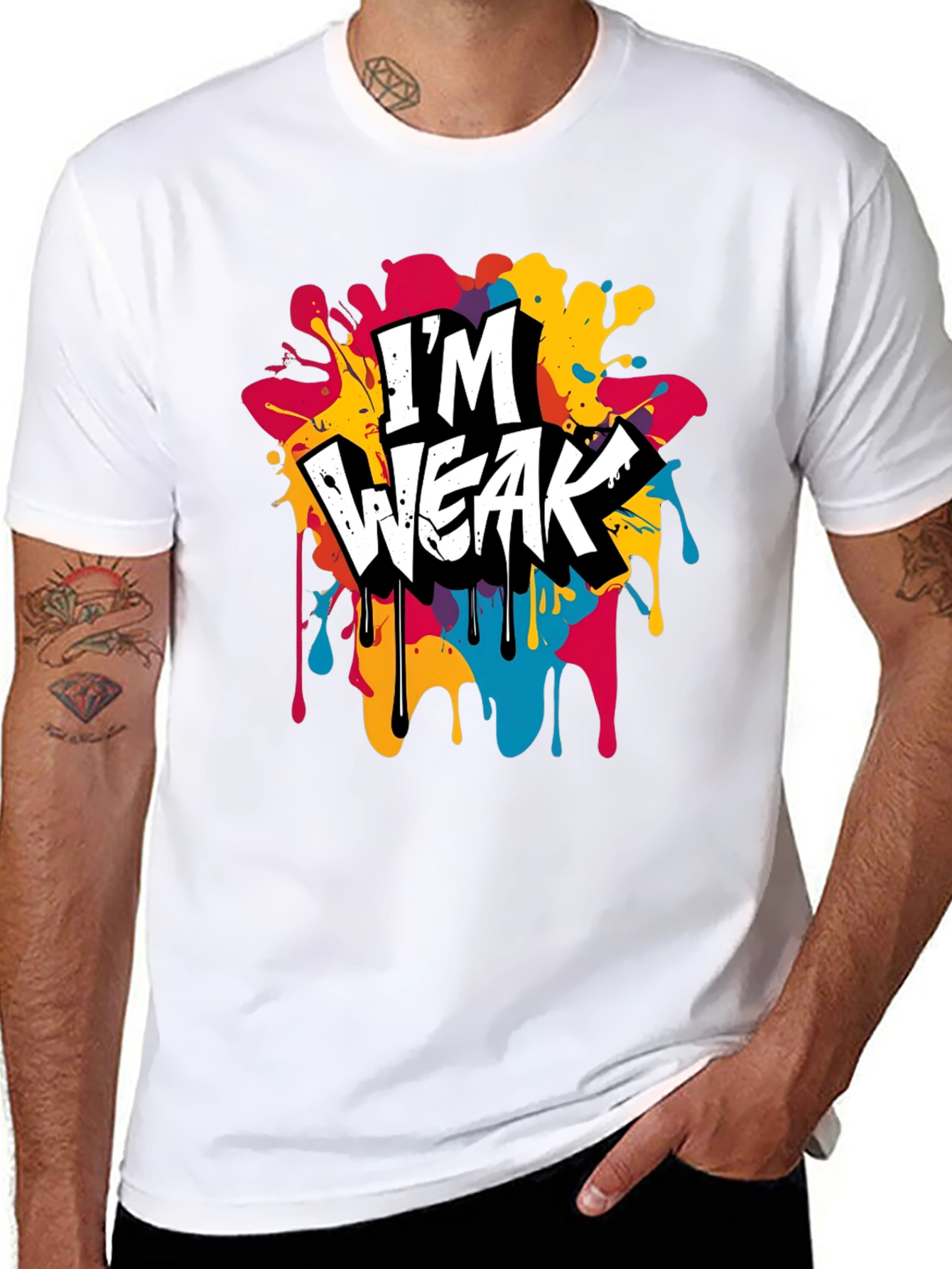 Black I'm Weak Graphic Tee - Bold & Colorful view 8