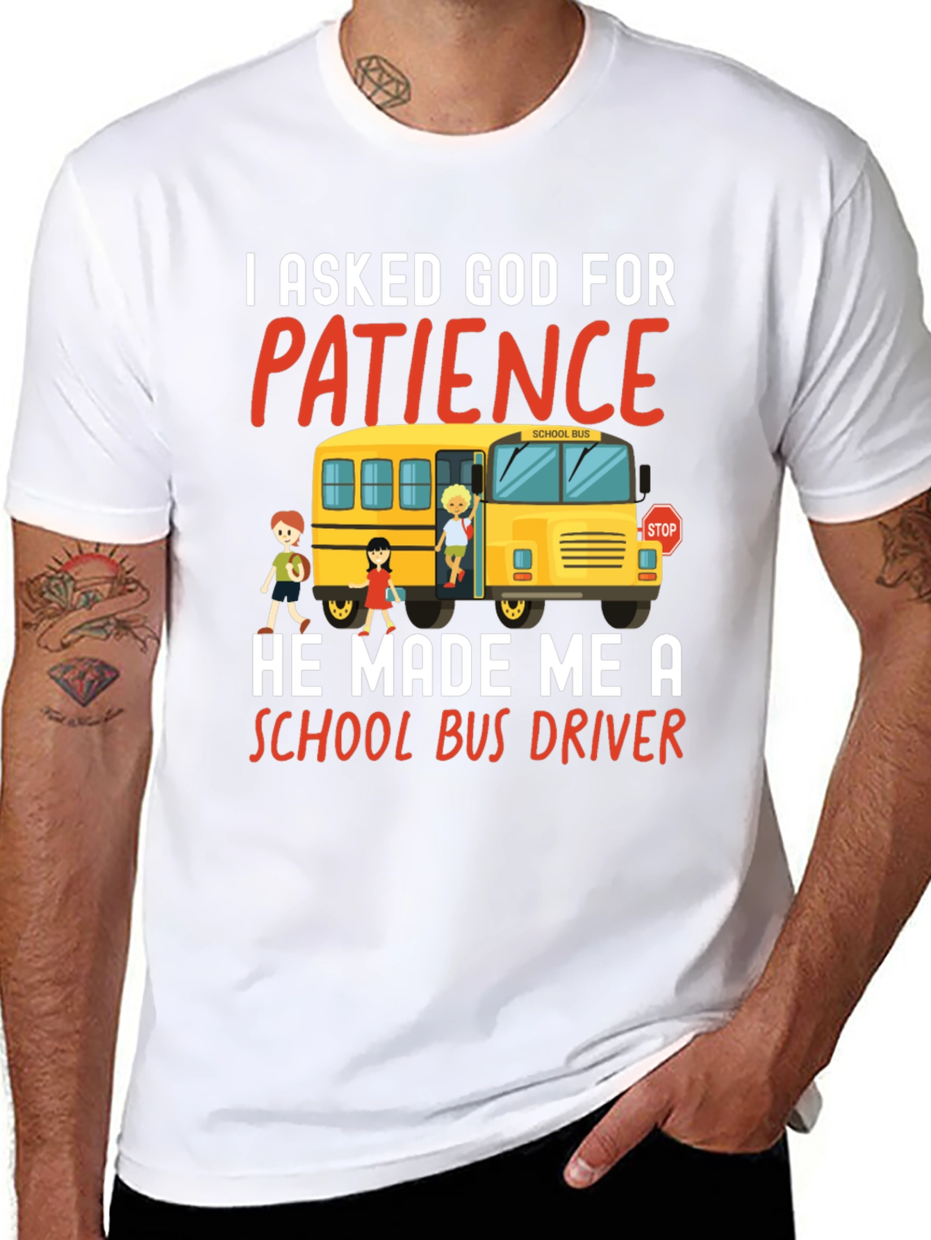 Black School Bus Driver T-Shirt - Patience Graphic Tee view 8