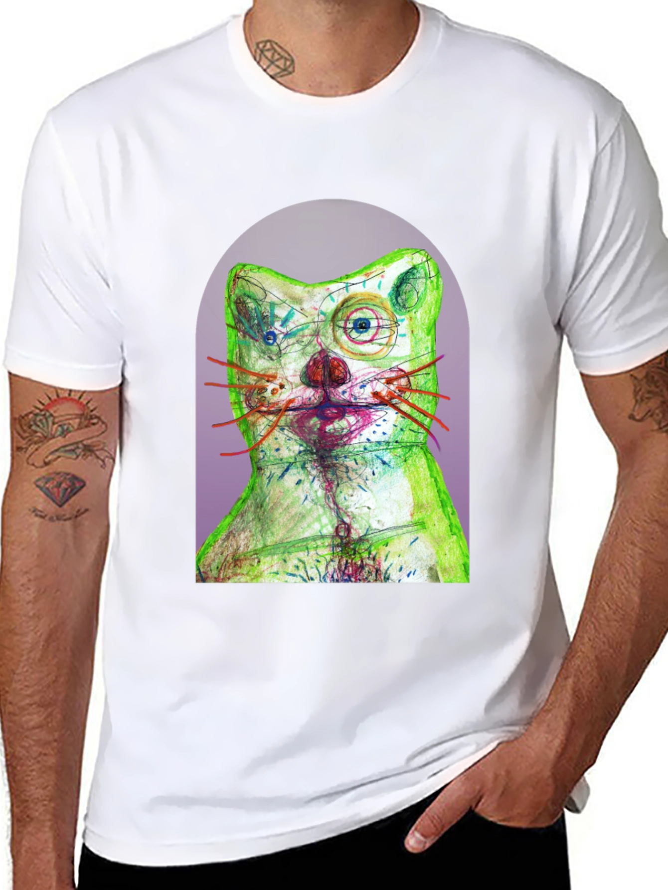 Black Artistic Cat Graphic T-Shirt - Unique Design view 8