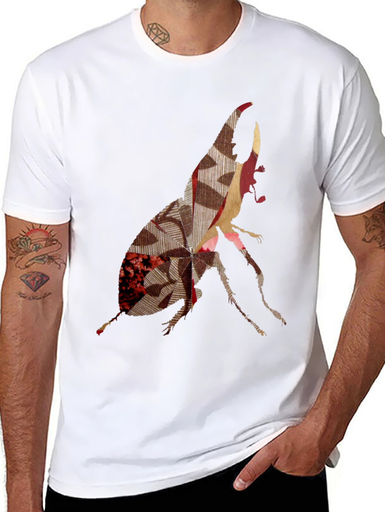 Black Abstract Beetle Graphic Print Tee view 8