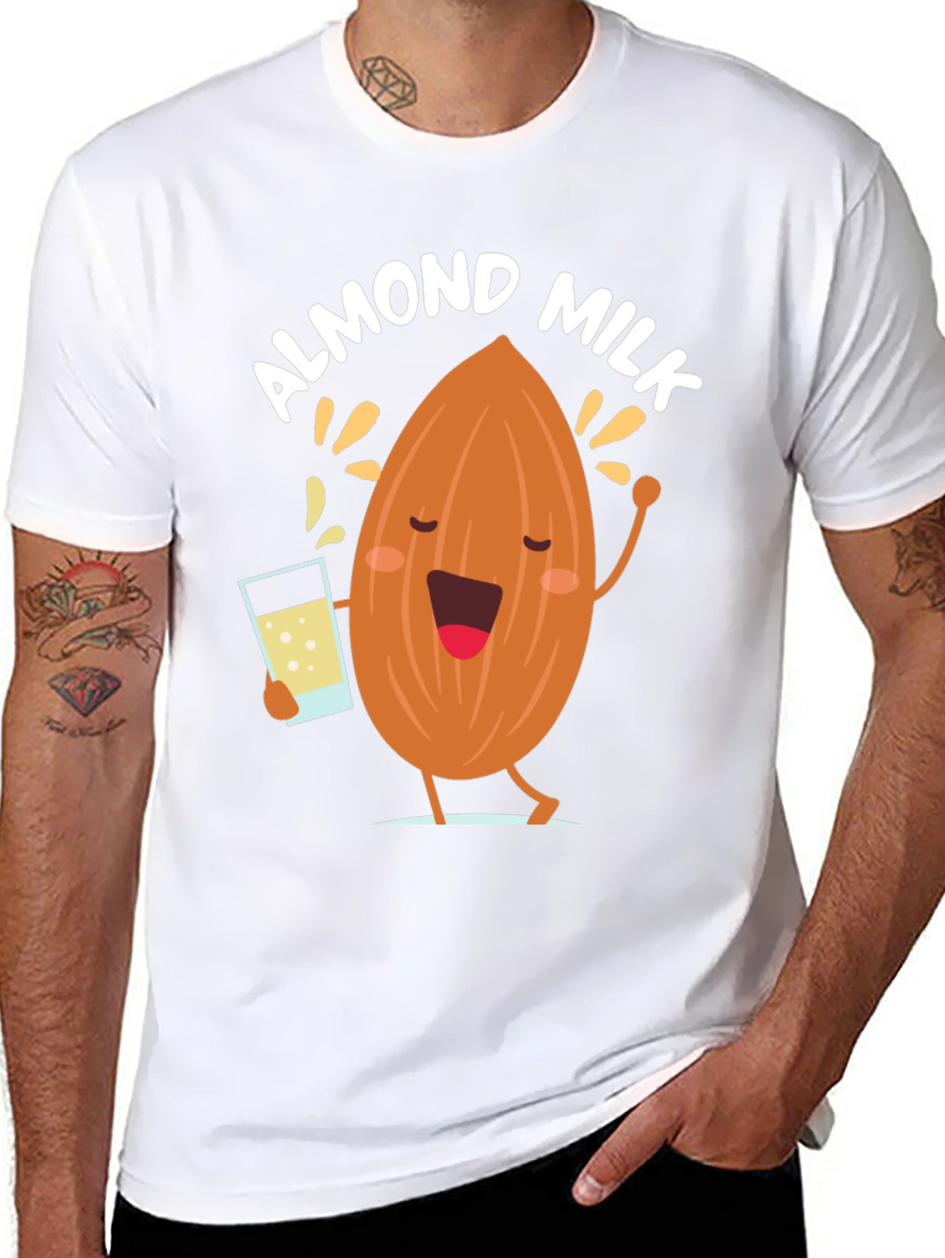 Black Almond Milk Graphic Tee - Funny Cartoon T-Shirt view 8