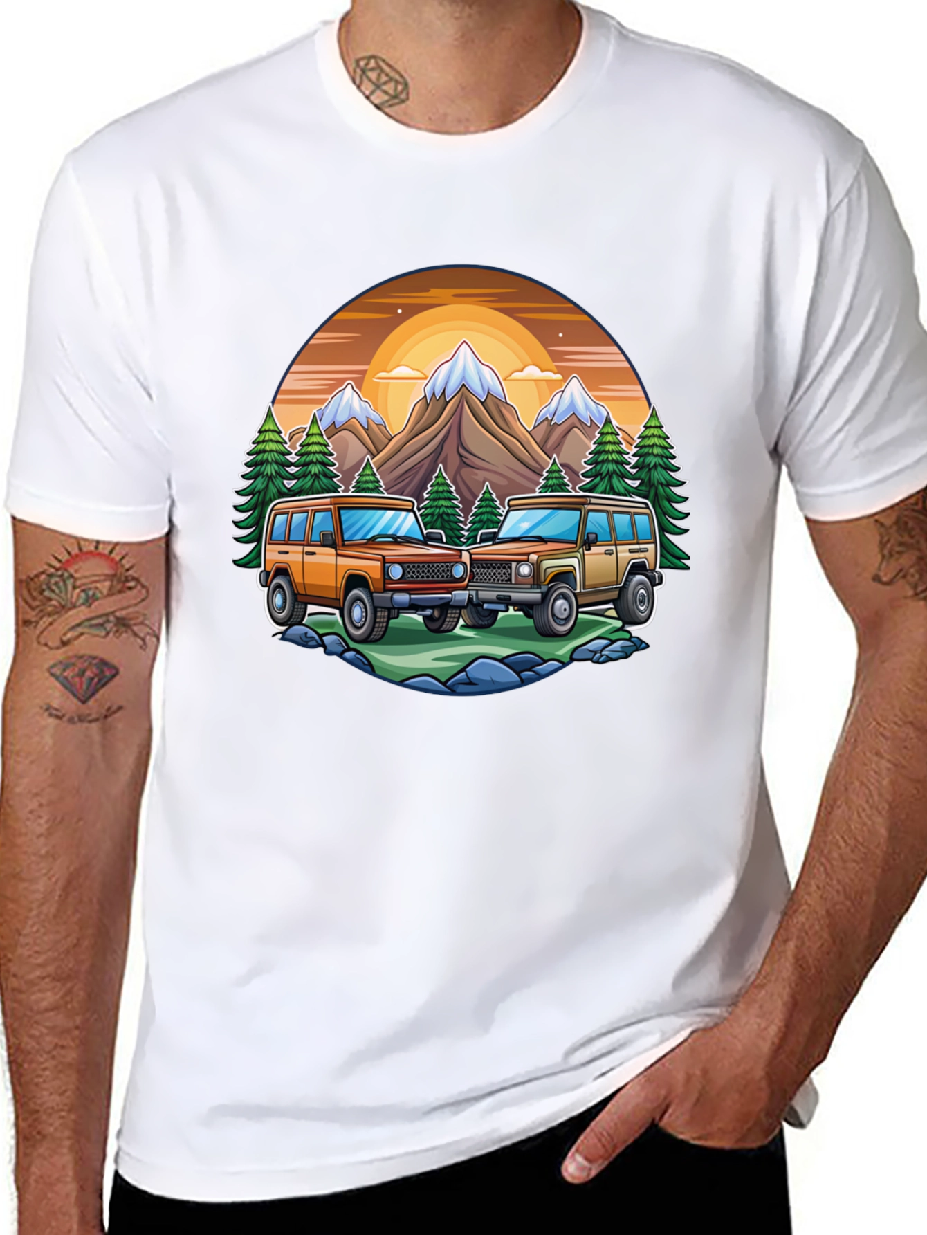 Black Off-Road Adventure T-Shirt - Mountain Scene view 8