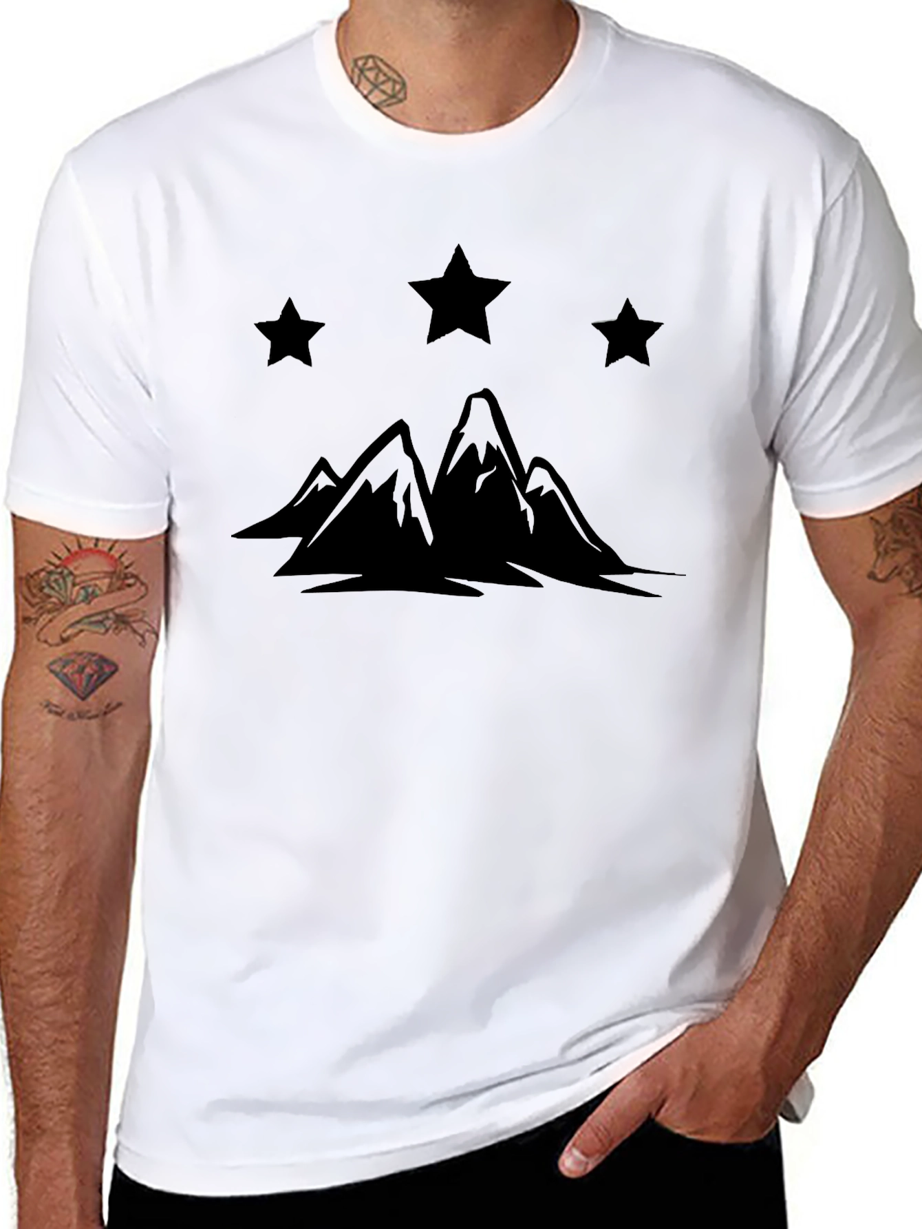 Black Mountain Stars Graphic Tee - Black Cotton Blend view 8