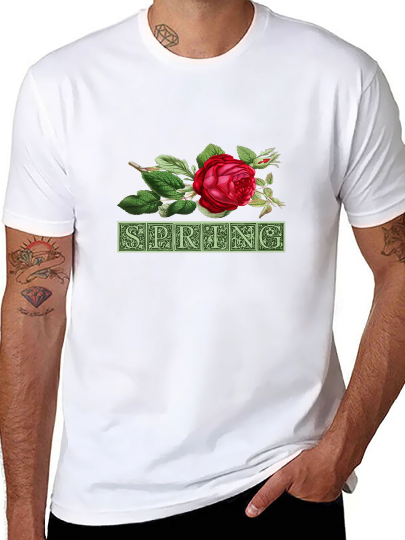 Black Spring Floral T-Shirt - Nature Inspired Design view 8