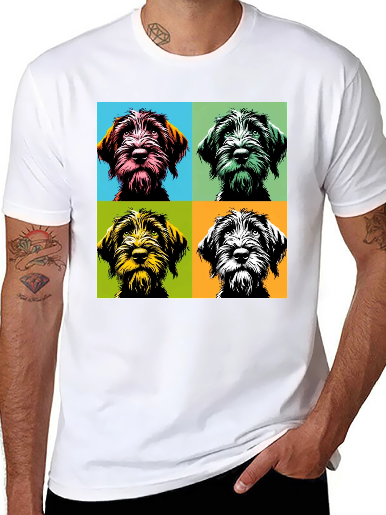 Black Dog Pop Art T-Shirt, Stylish Canine Tee view 8