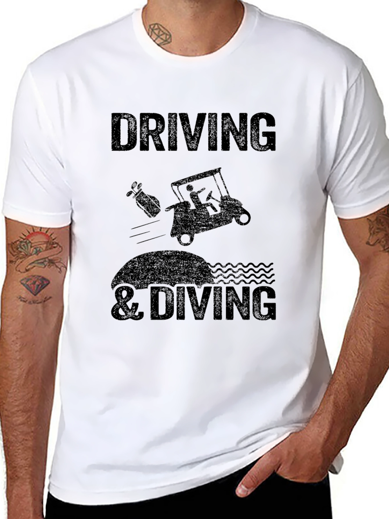 Black Driving & Diving Graphic Tee - Golf Humor T-Shirt view 8