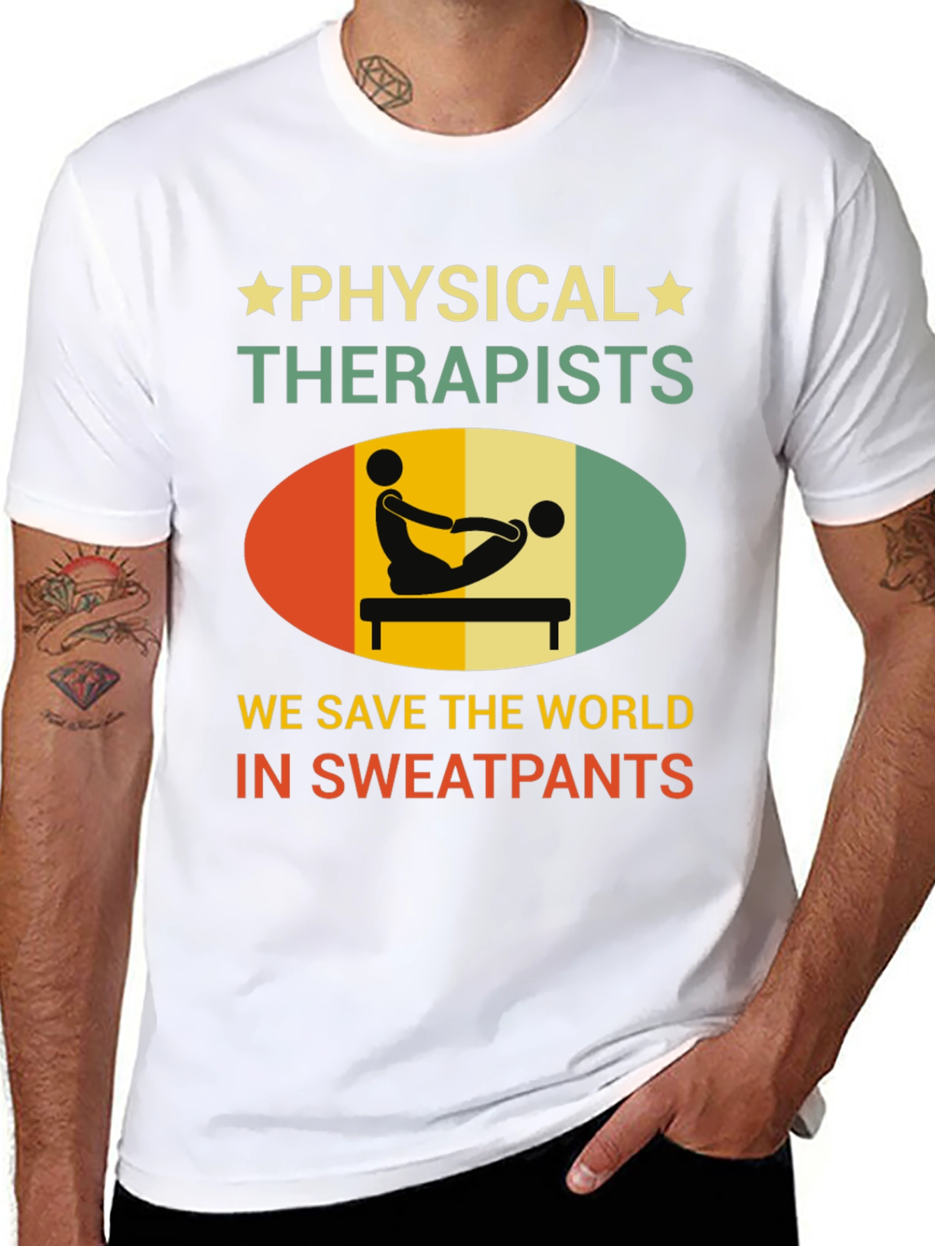 Black Physical Therapist T-Shirt - Save the World Sweatpants view 8