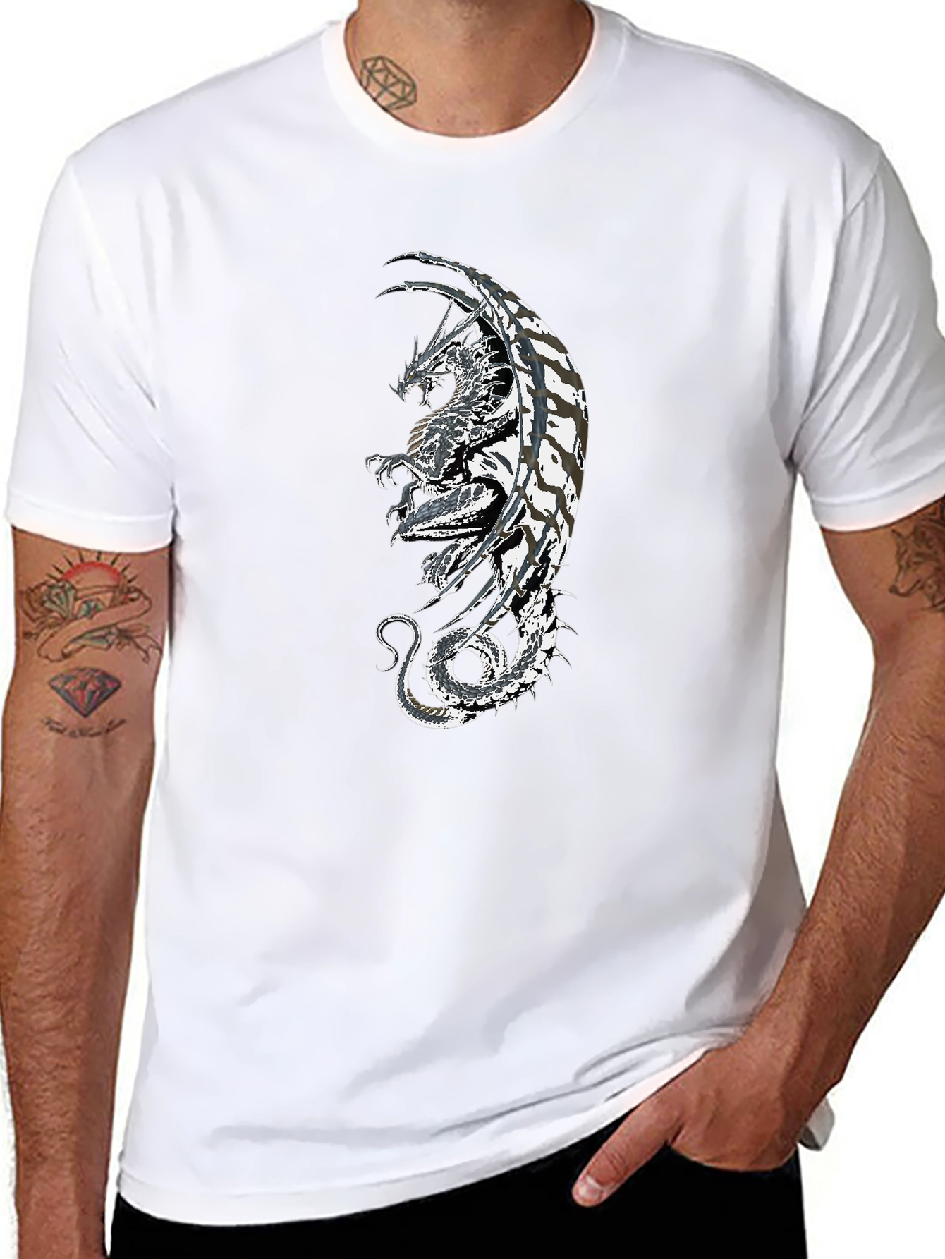Black Dragon Graphic Black T-Shirt - Fantasy Style view 8