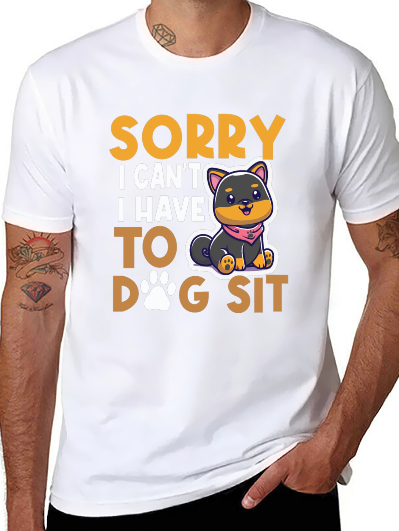 Black Dog Sitting T-Shirt Cute Animal Design view 8