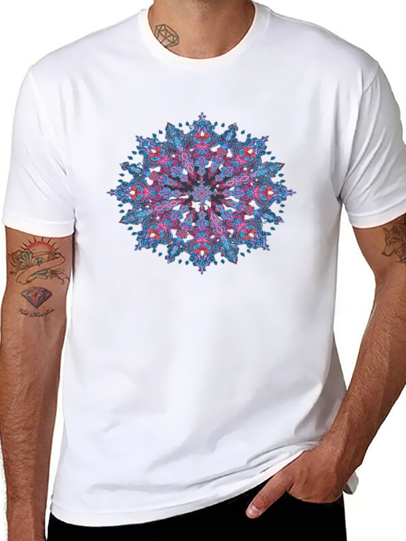 Black Mandala Art Black T-Shirt - Stylish Graphic Tee view 8