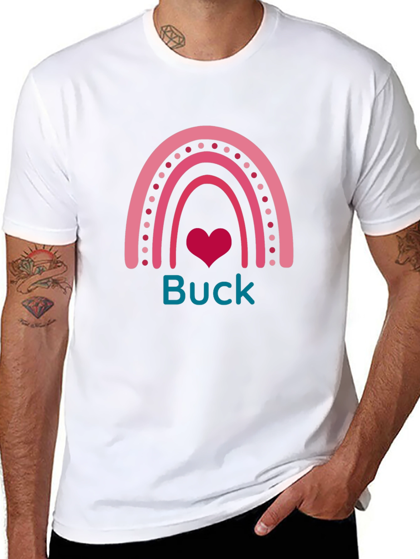 Black Buck Rainbow Heart T-Shirt - Black view 8