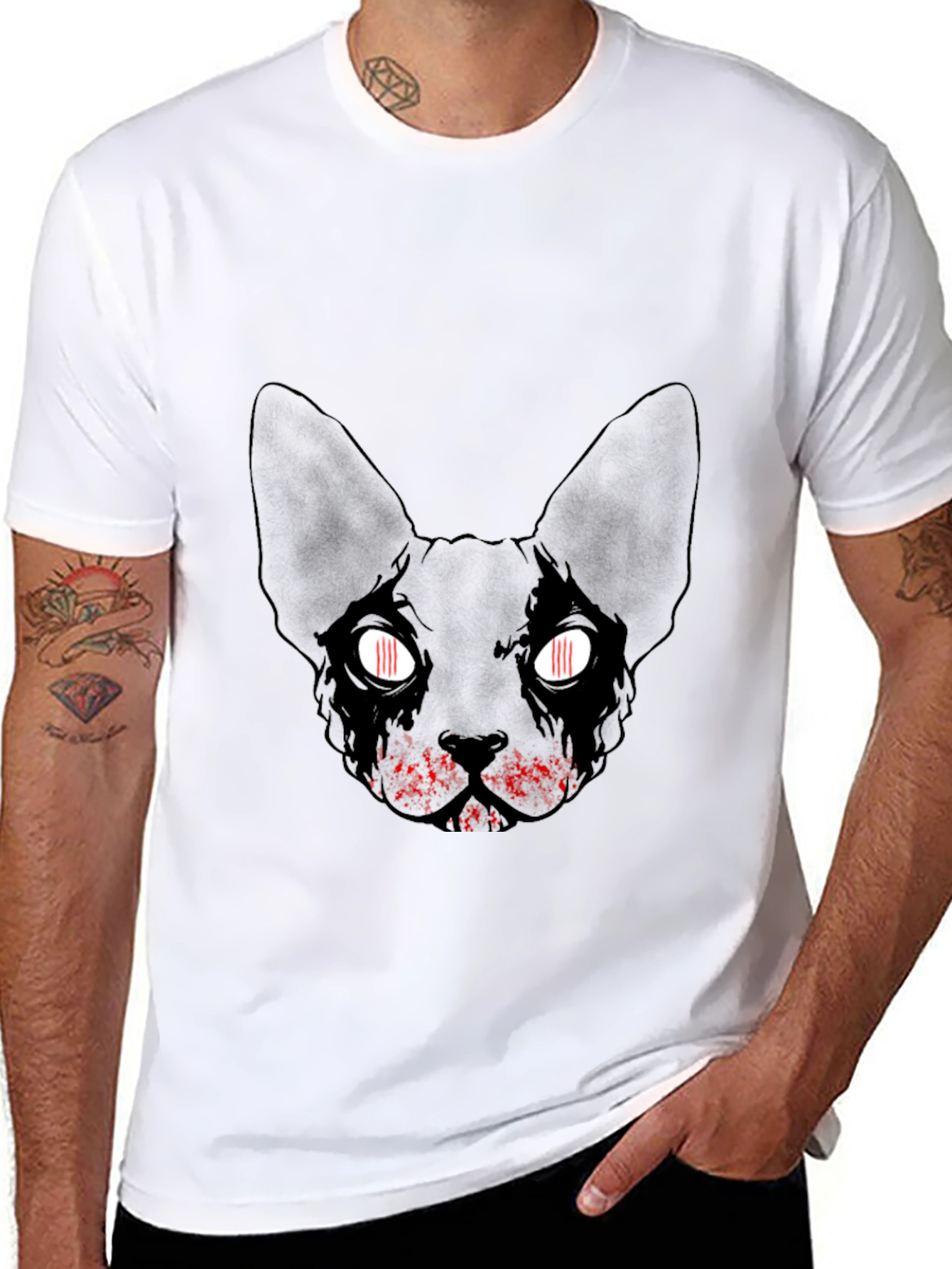 Black Black Cat Graphic Tee - Unique Design view 8