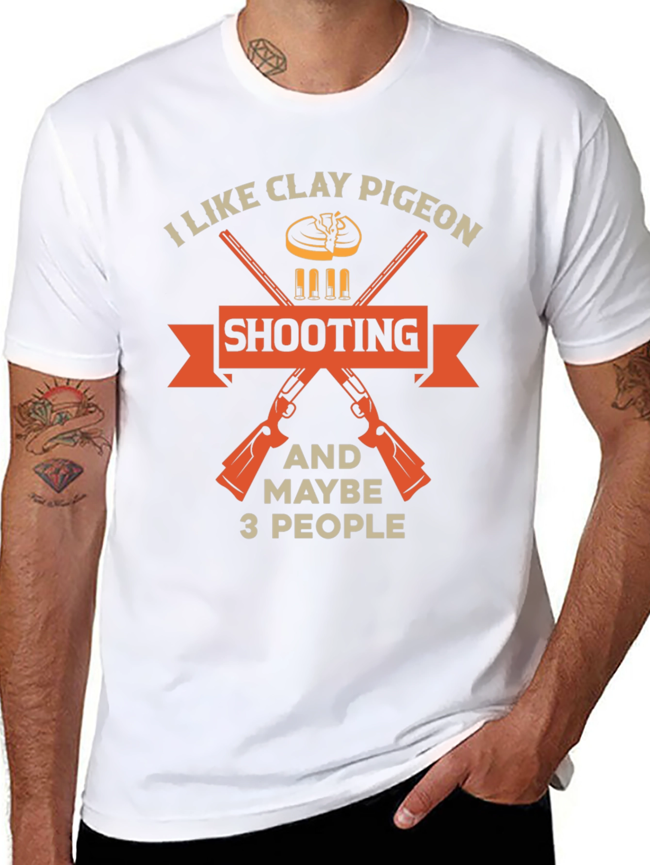 Black Clay Pigeon Shooting T-Shirt - Funny Hunter Tee view 8