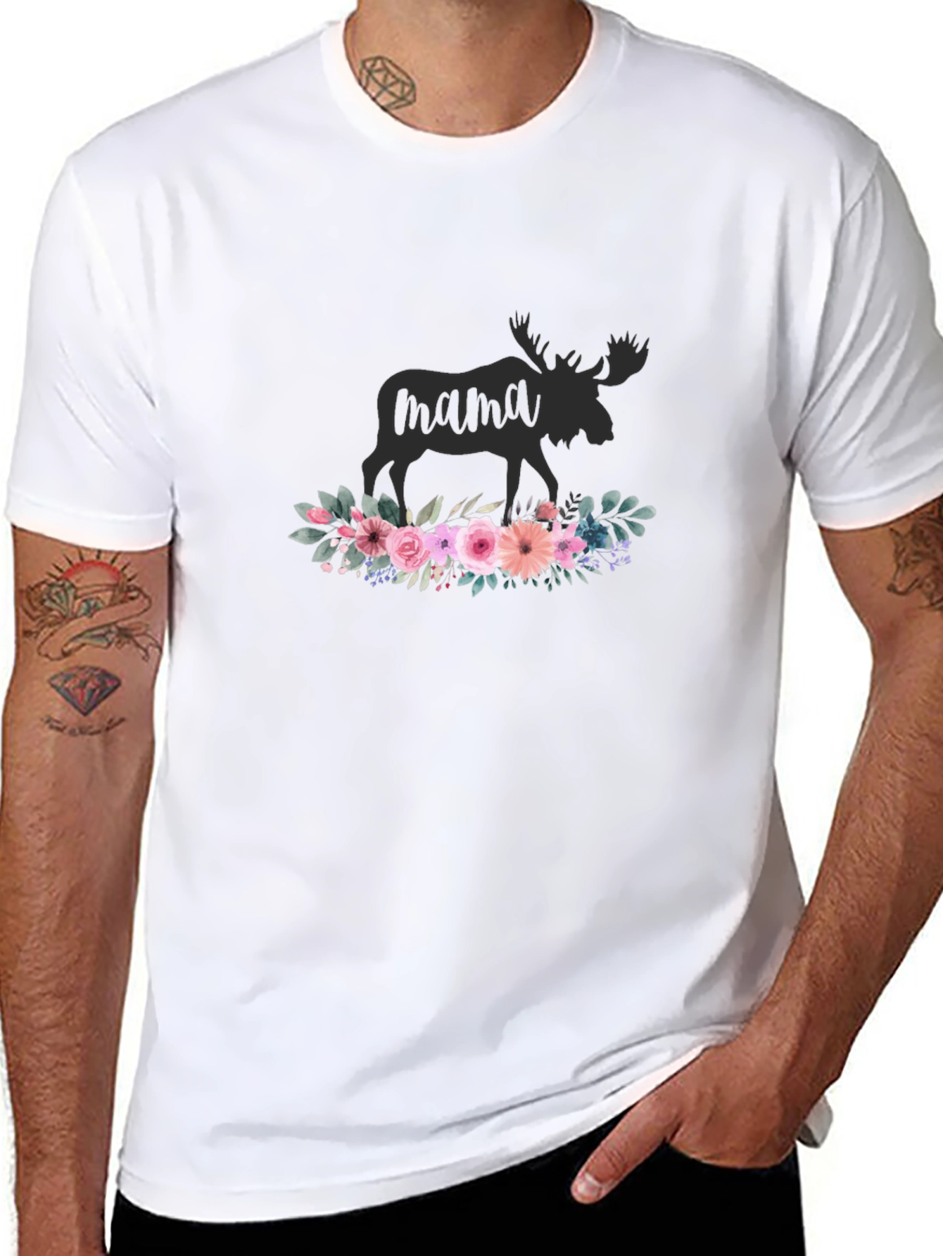 Mama Moose Floral T-Shirt - Stylish Animal Lover Tee - 8