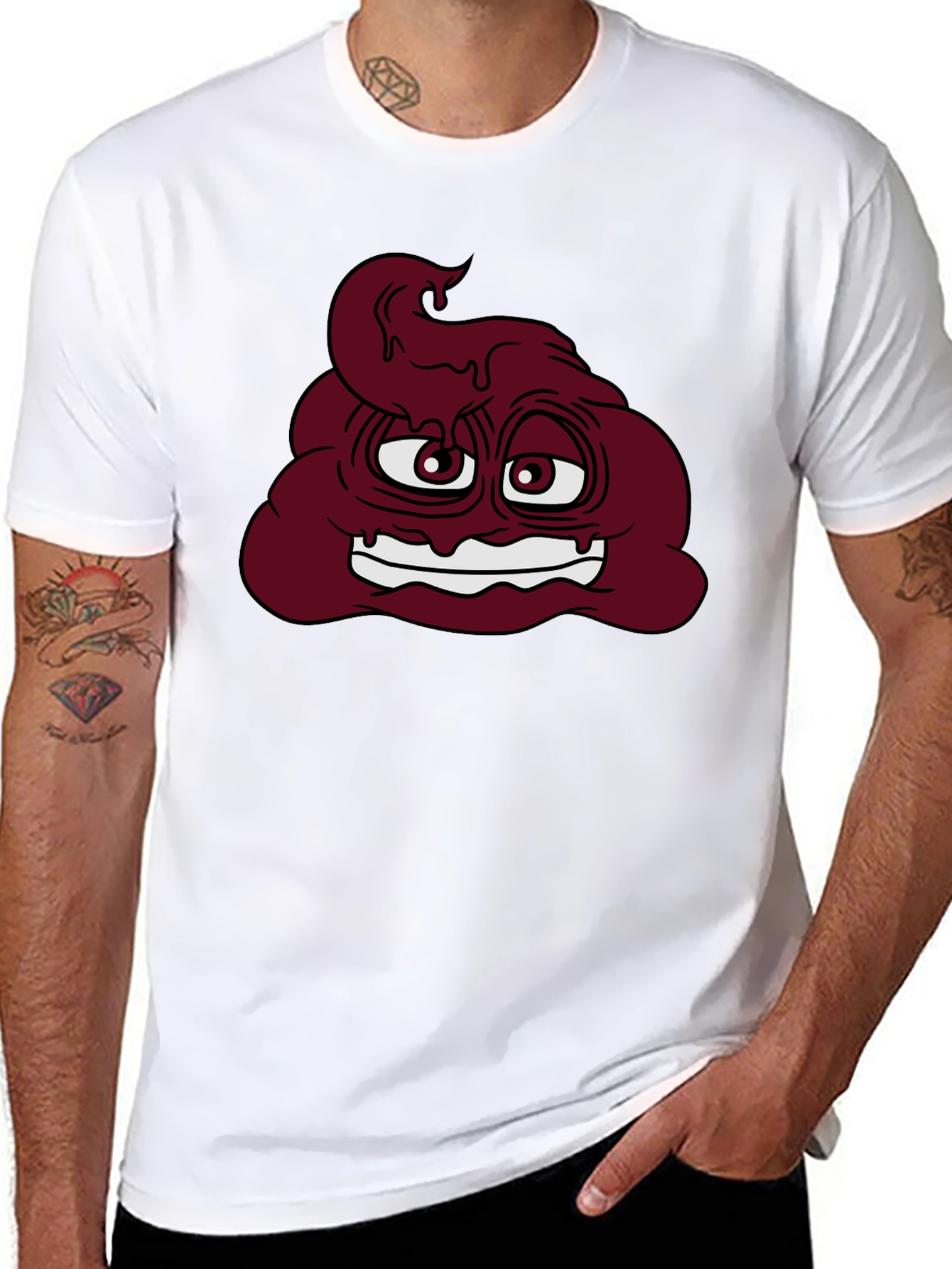 Black Funny Poop Emoji Graphic T-Shirt - Black view 8