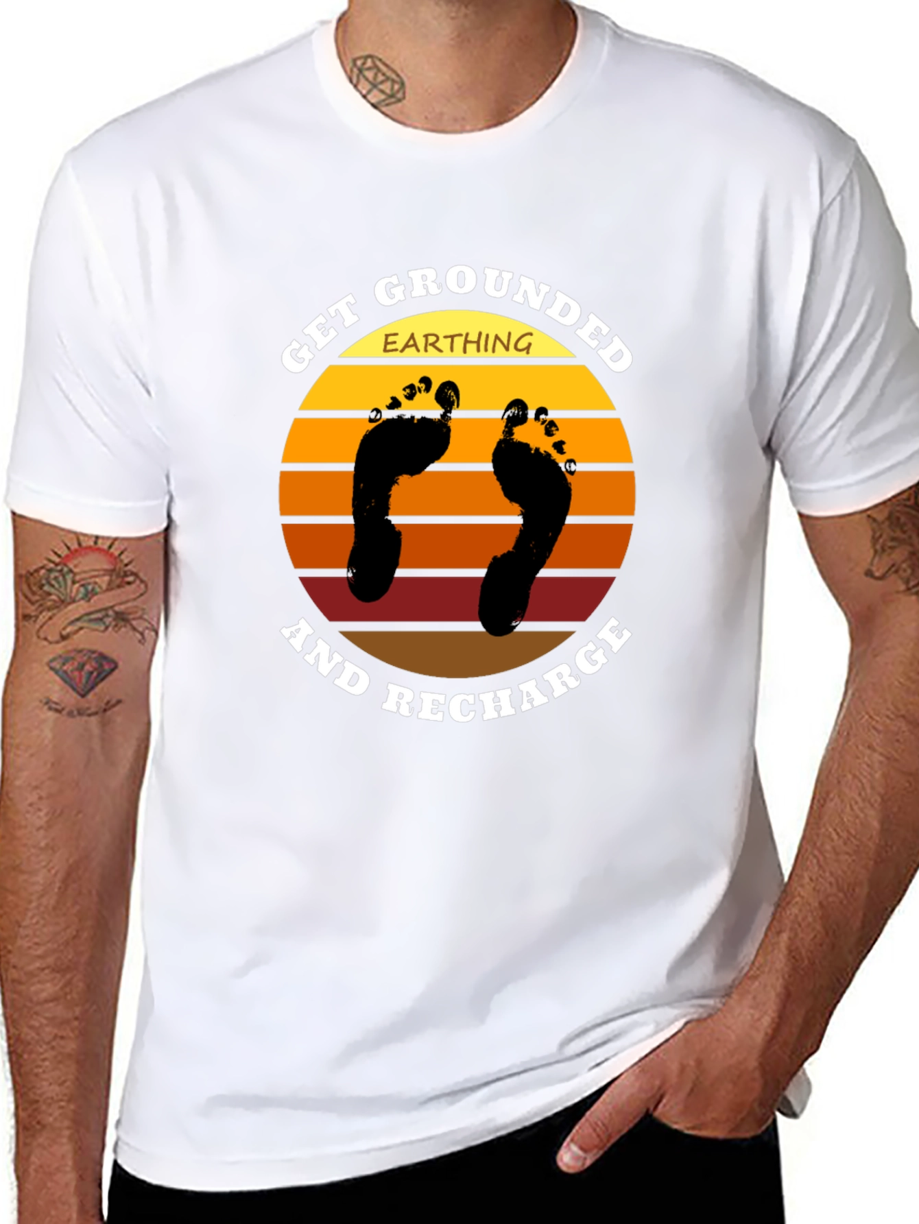 Black Get Grounded Earthing Recharge Graphic Tee view 8