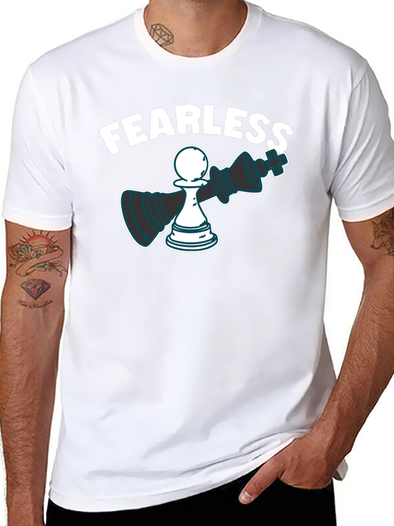 Black Fearless Chess Graphic Tee view 8