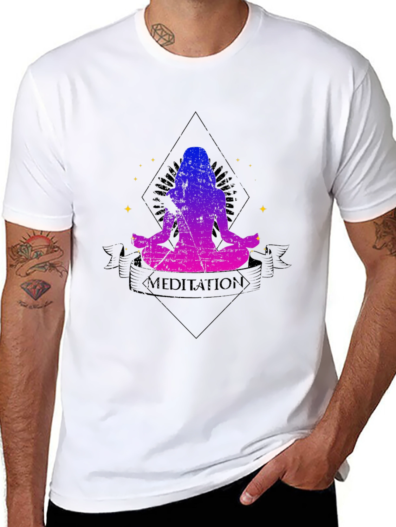 Black Meditation Graphic T-Shirt - Relaxed Fit view 8