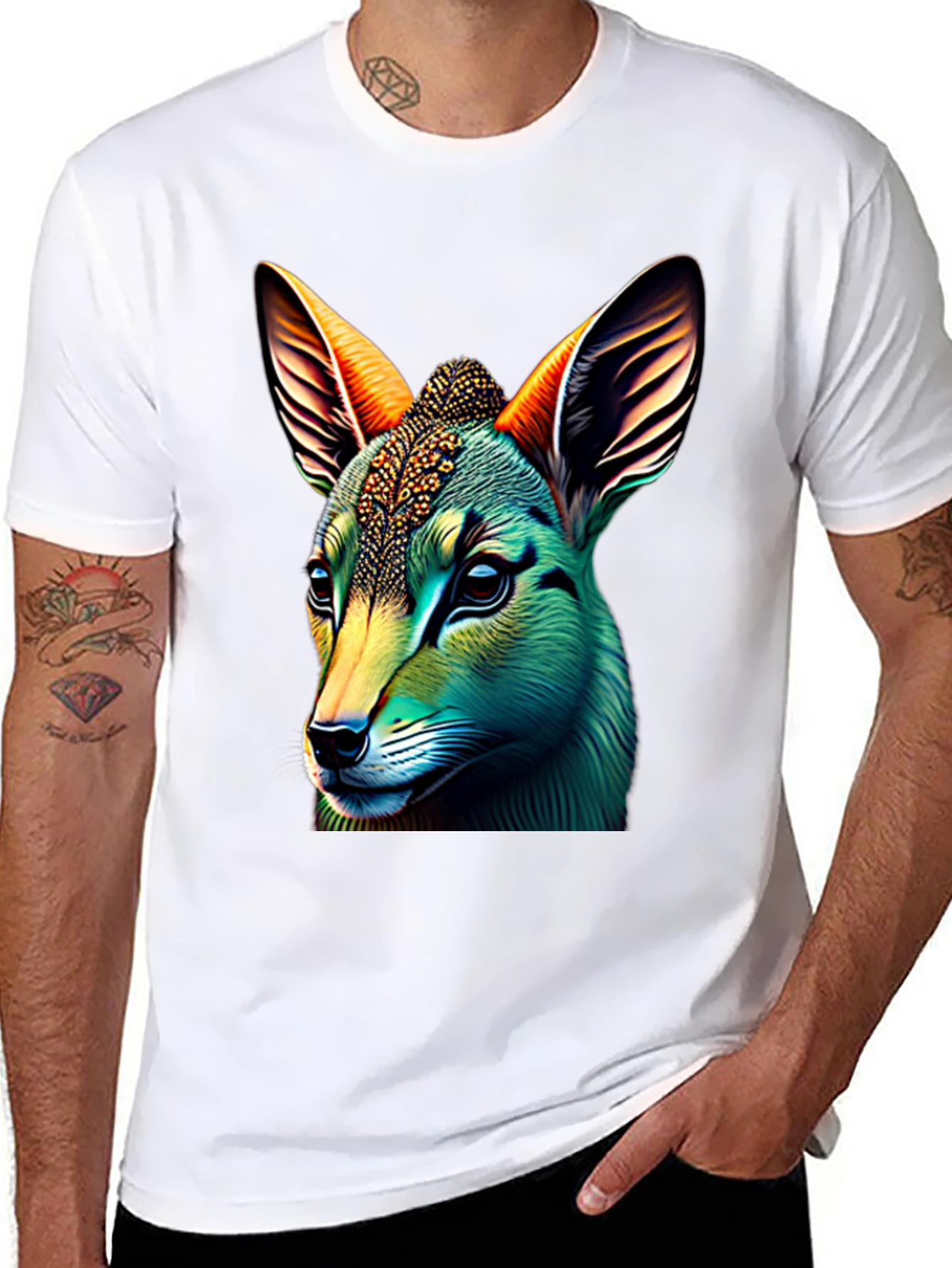 Black Vibrant Animal Graphic Tee - Unique Design view 8