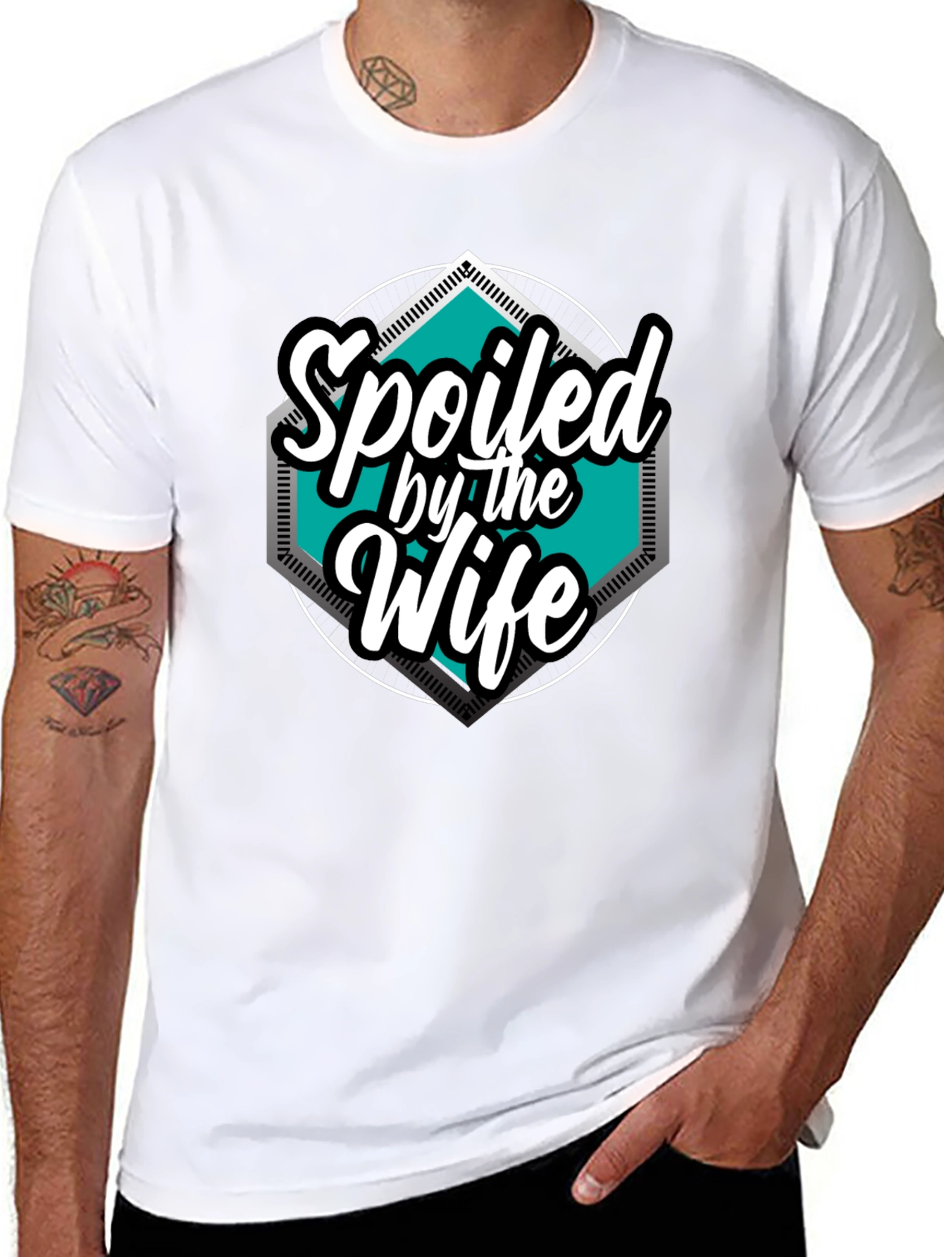 Black Spoiled by the Wife Graphic Tee - Black view 8