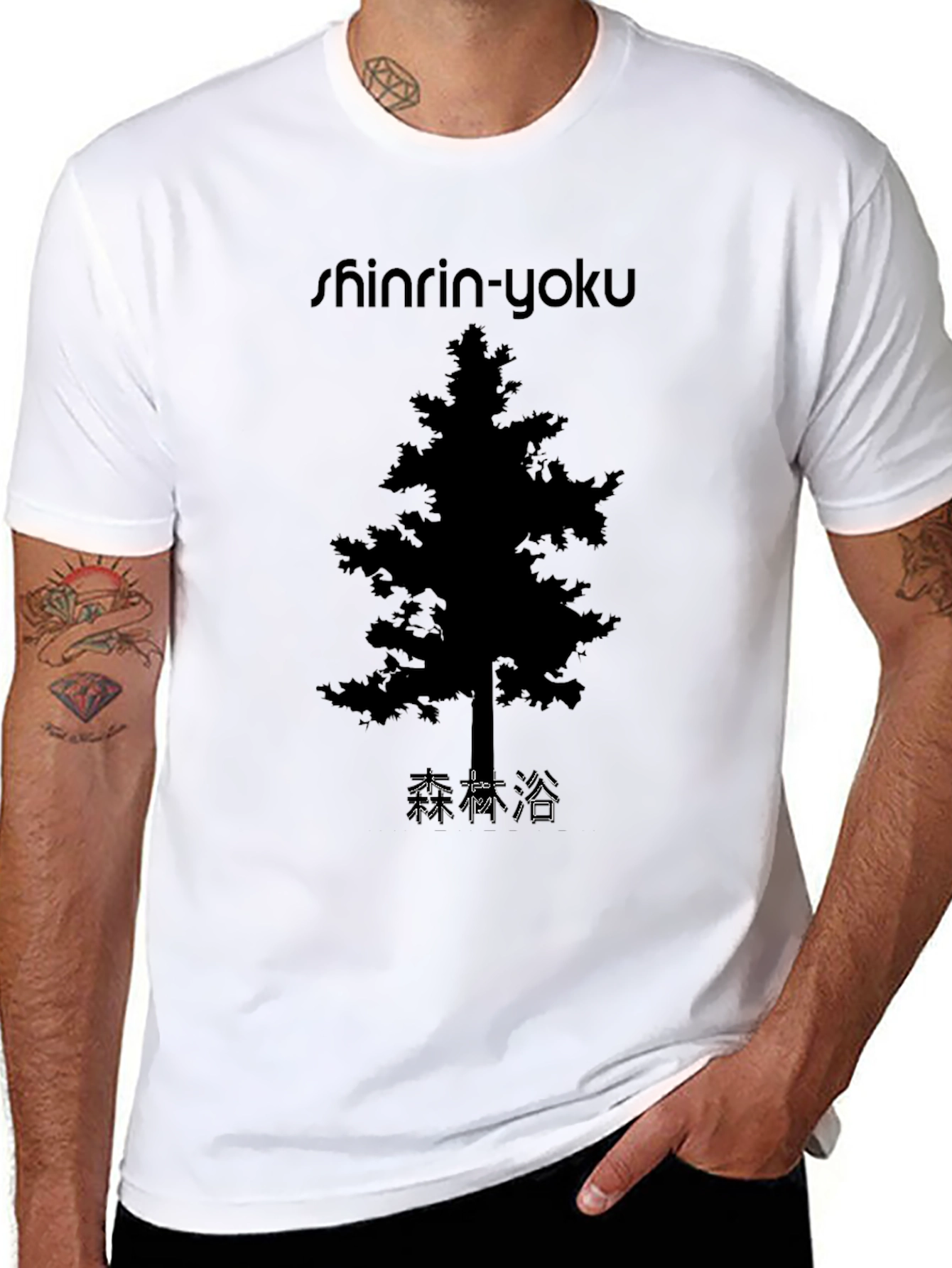 Black Shinrin-Yoku Forest Bathing T-Shirt view 8