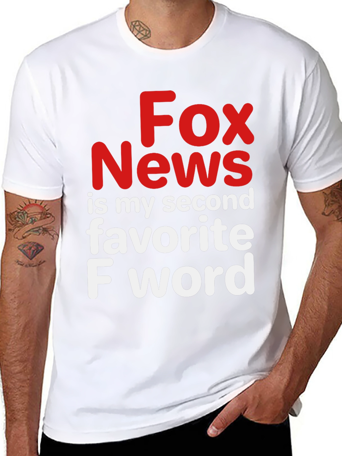 Black Fox News Second Favorite F Word Black Graphic Tee view 8