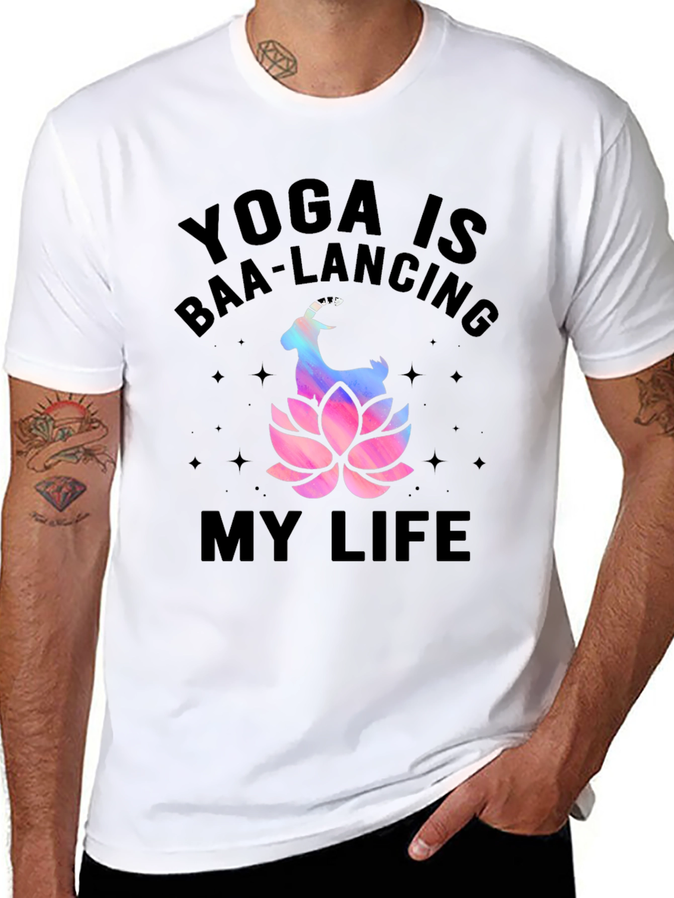 Black Yoga Baa-lancing Life Graphic Tee view 8