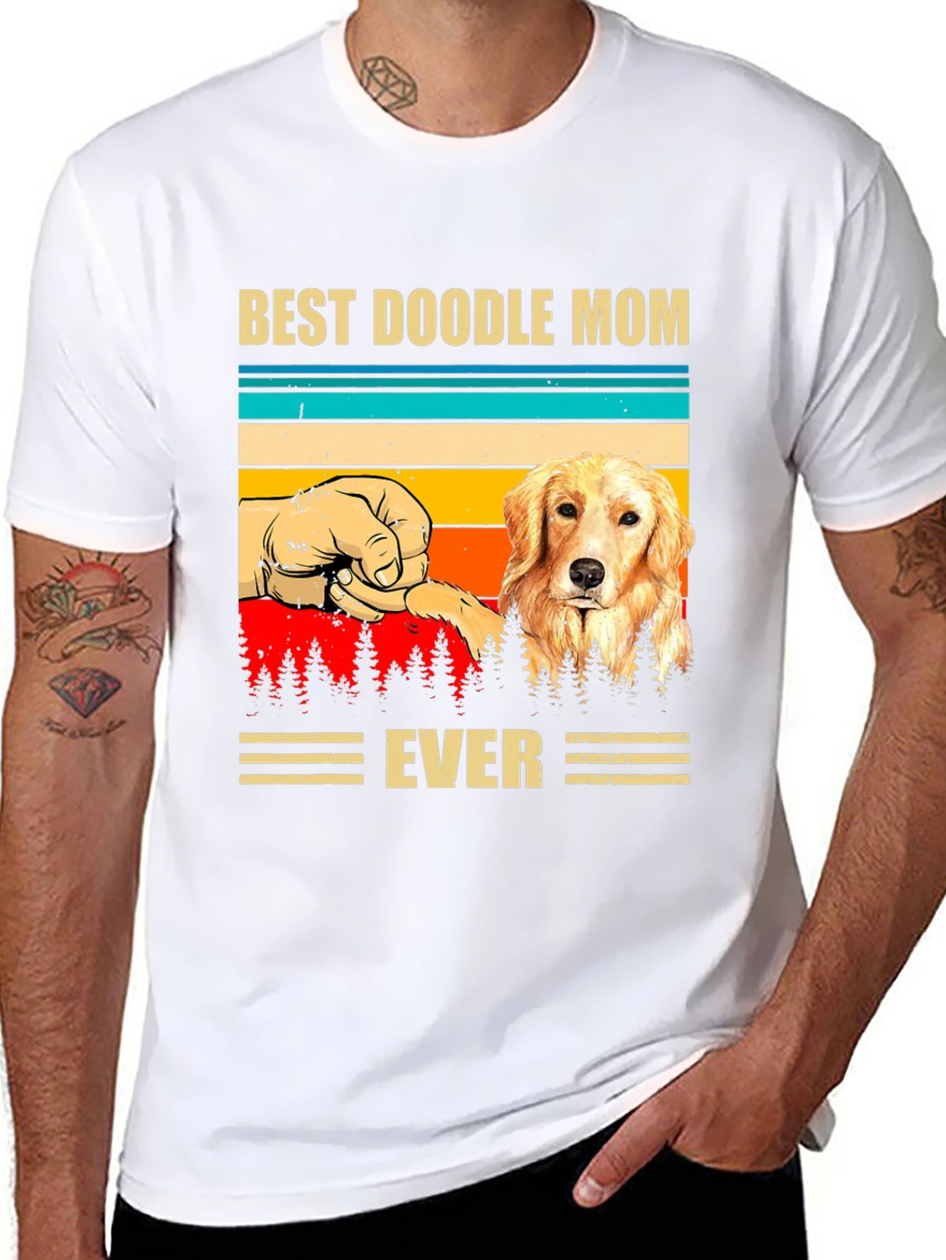 Black Best Doodle Mom Ever Graphic T-Shirt view 8