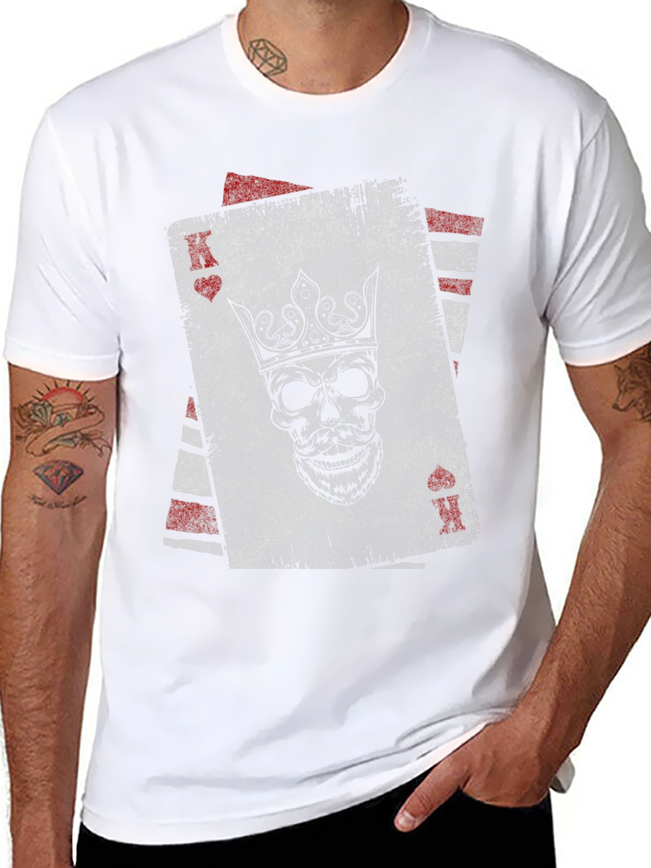 Black King of Hearts Skull Graphic T-Shirt view 8