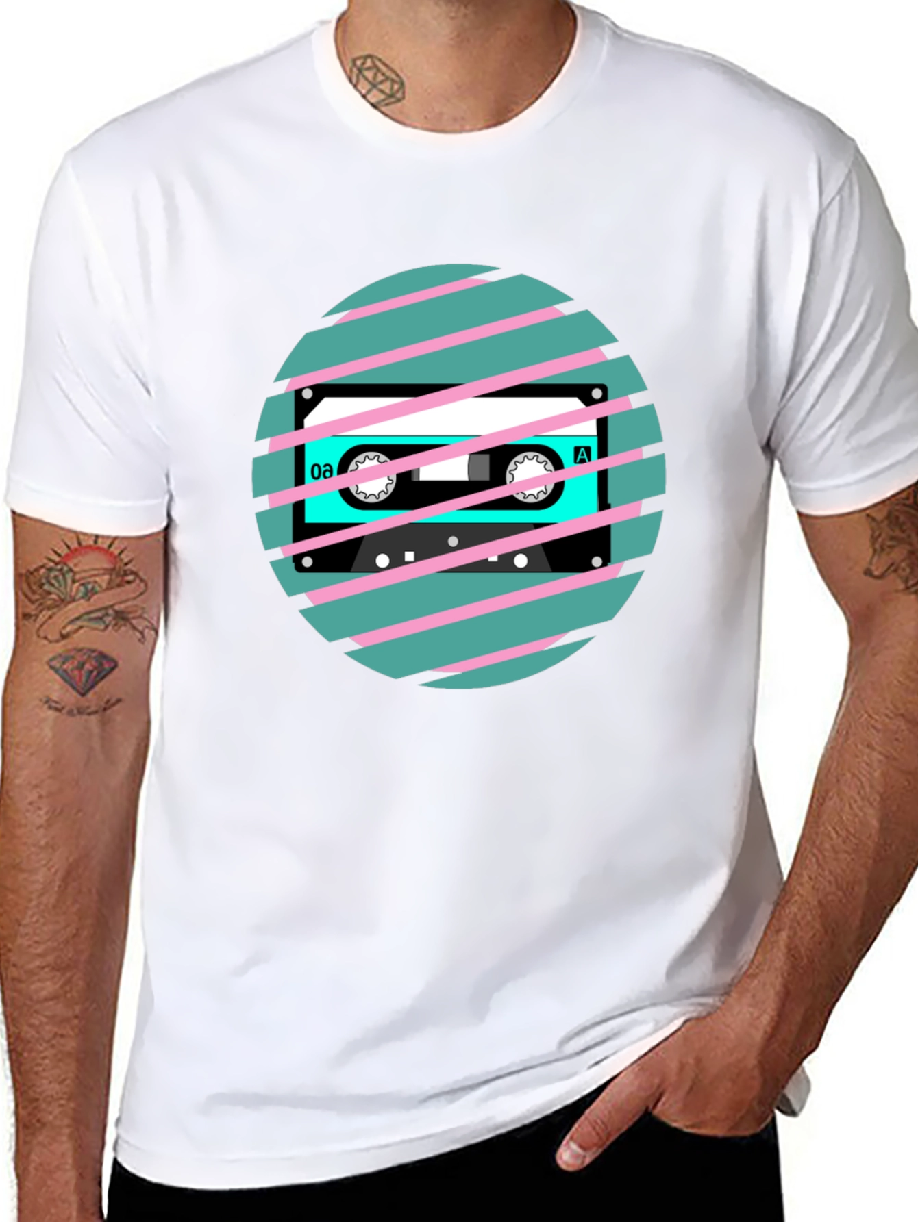 Black Retro Cassette Tape Graphic T-Shirt view 8