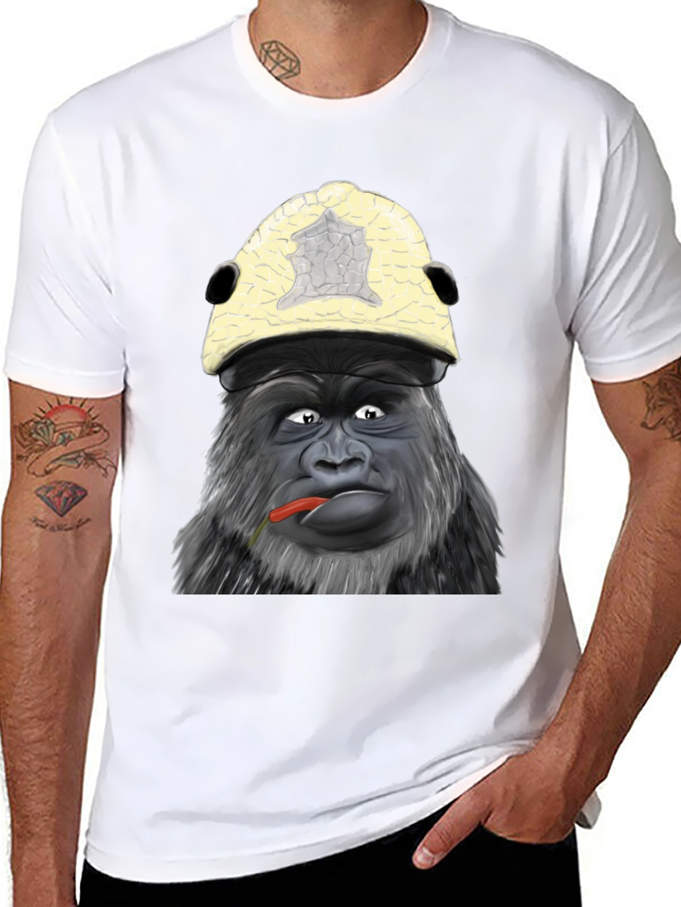 Black Funny Gorilla Graphic Tee - Unique Ape Design Shirt view 8