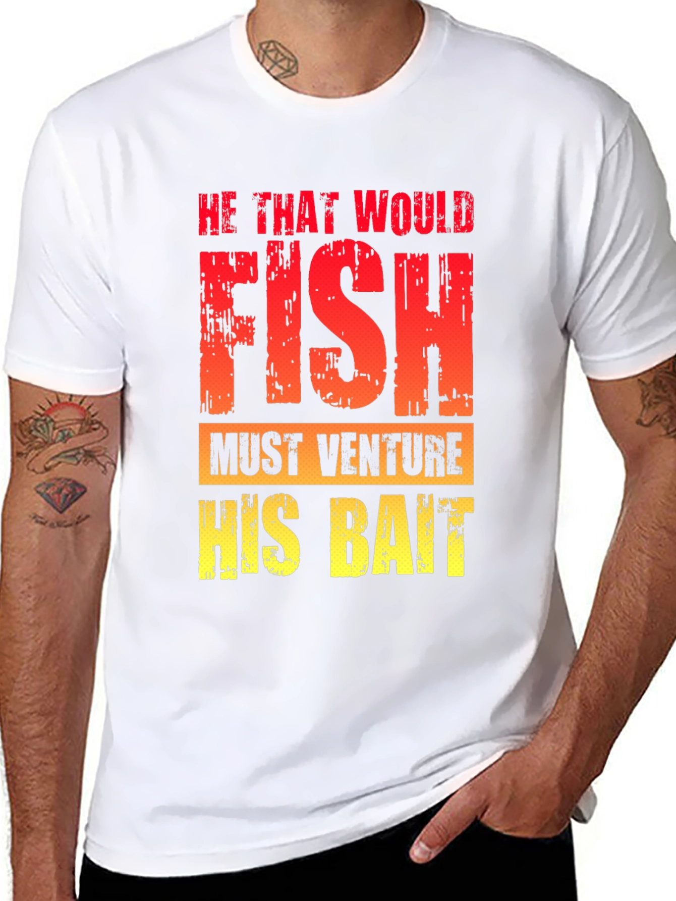 Black He That Would Fish T-Shirt - Fishing Quote Tee view 8