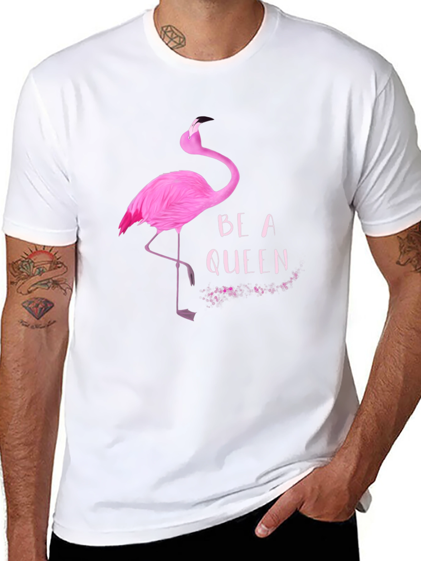 Black Be a Queen Flamingo Graphic T-Shirt view 8