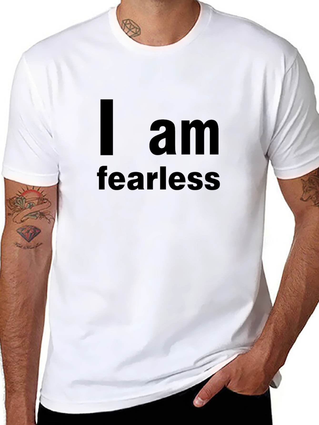 Black I am Fearless Black T-Shirt view 8
