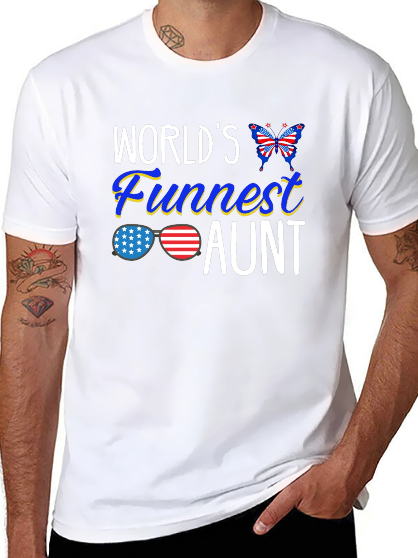 Black World's Funnest Aunt Patriotic T-Shirt view 8