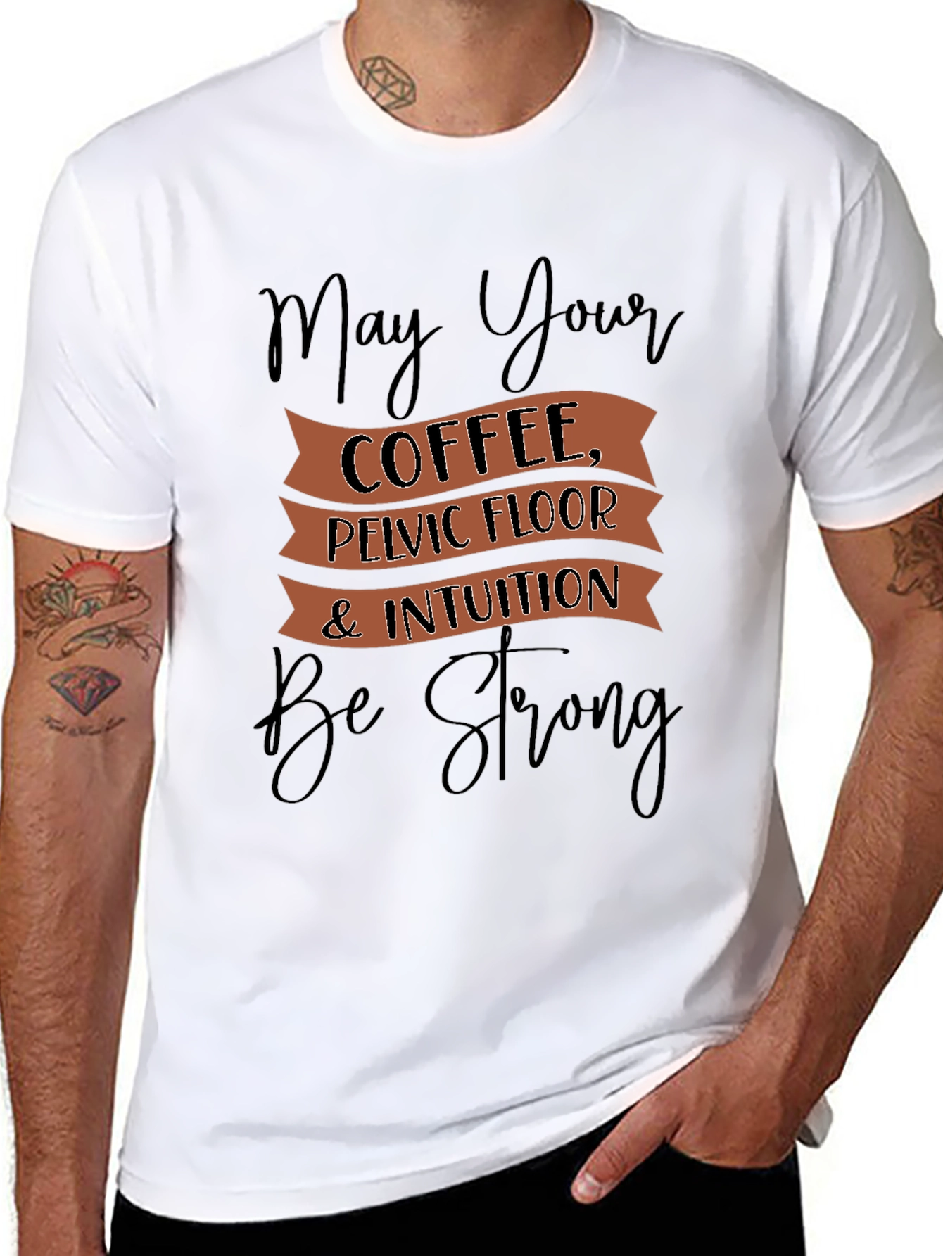 Black Coffee, Pelvic Floor, & Intuition Graphic Tee view 8