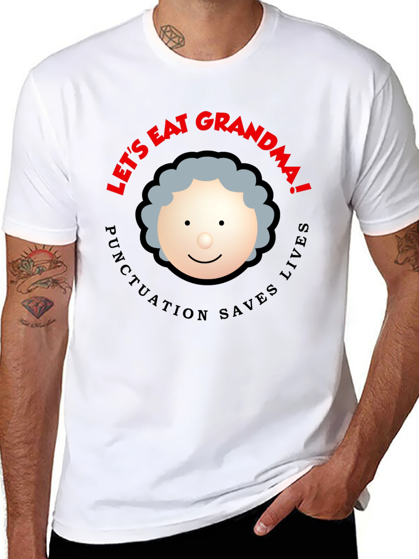 Black Let's Eat Grandma! Punctuation Saves Lives Black T-Shirt view 8