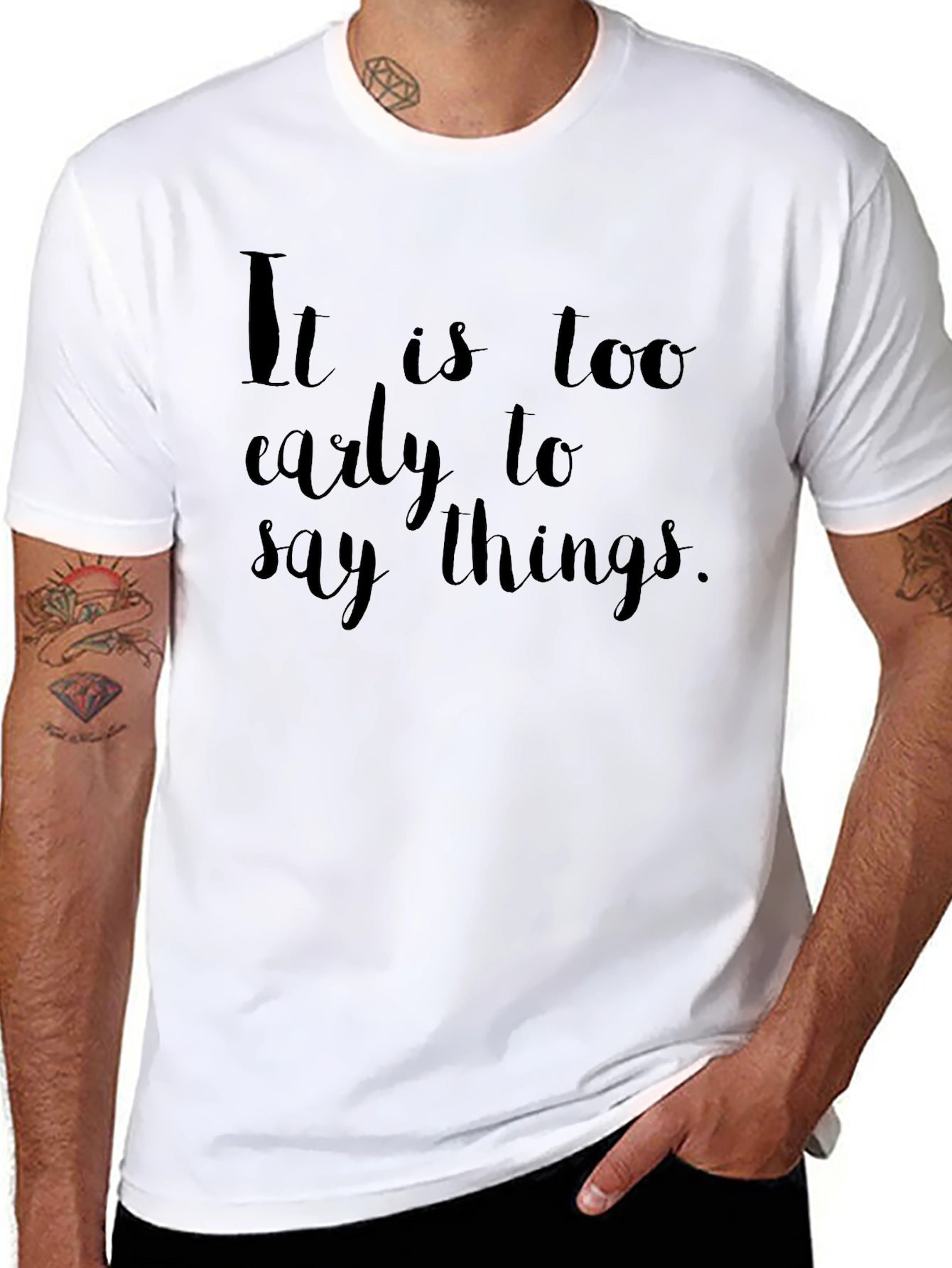 Black Funny Graphic Tee - It Is Too Early To Say Things view 8