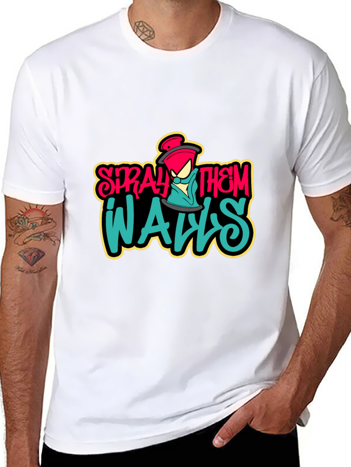 Black Spray Them Walls Graphic Tee - Black view 8