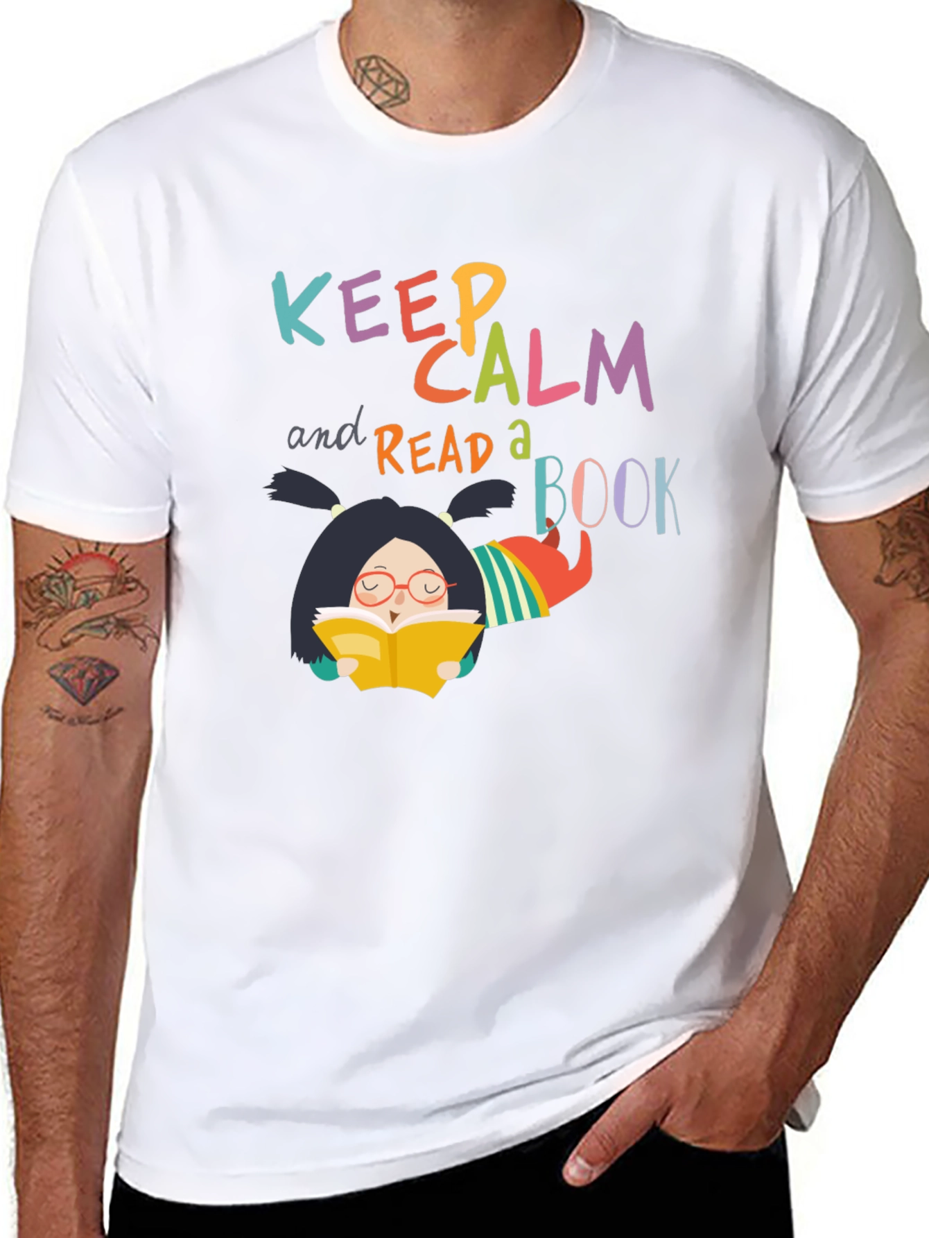 Black Keep Calm and Read a Book T-Shirt view 8