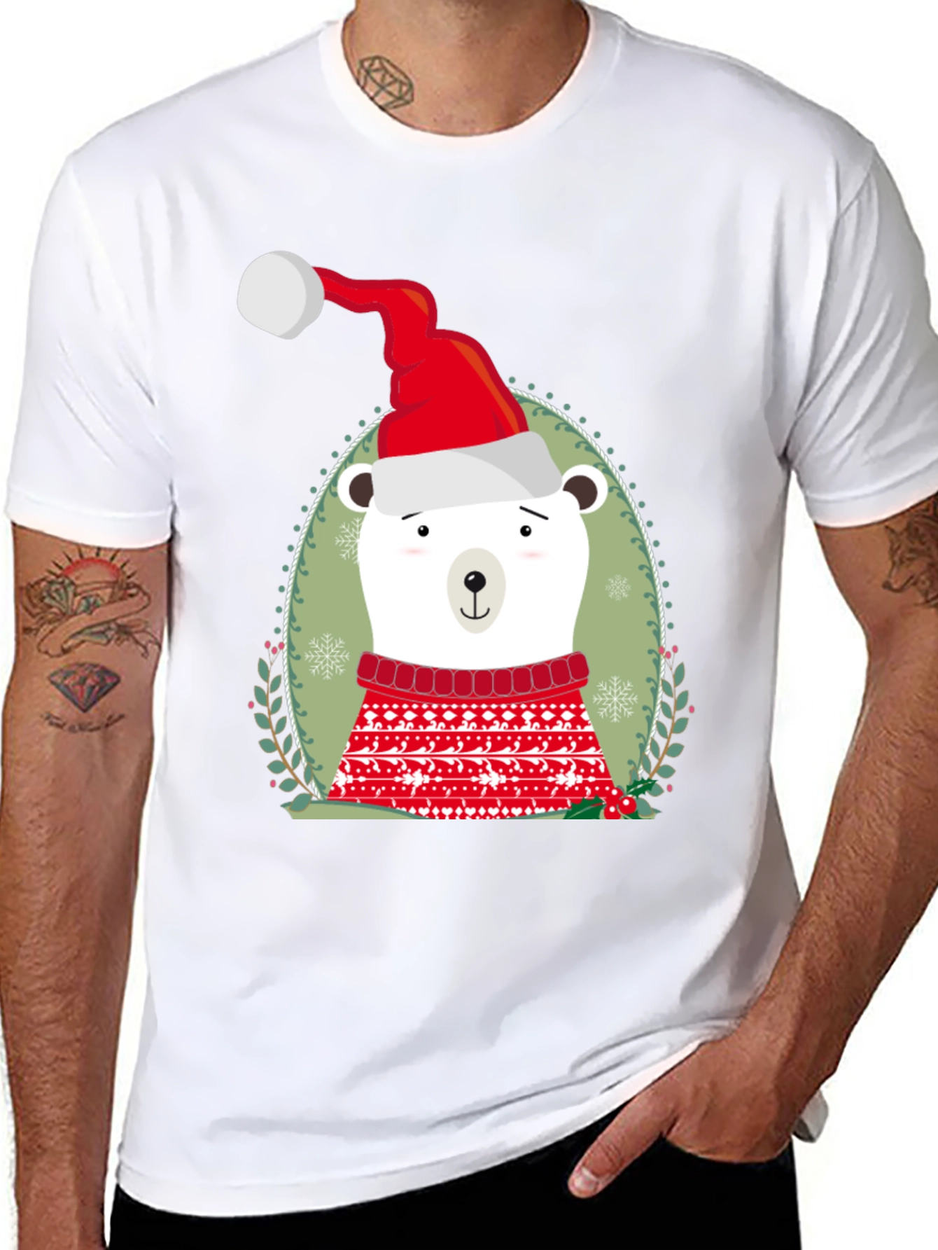 Black Holiday Polar Bear Graphic Tee view 8