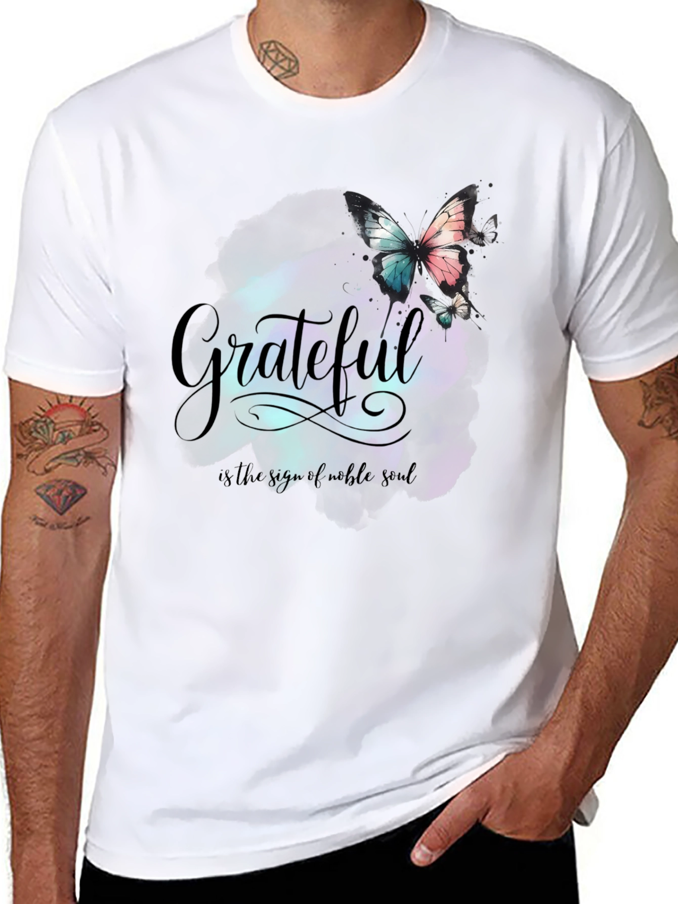 Black Grateful Butterfly Graphic Tee - Noble Soul Design view 8