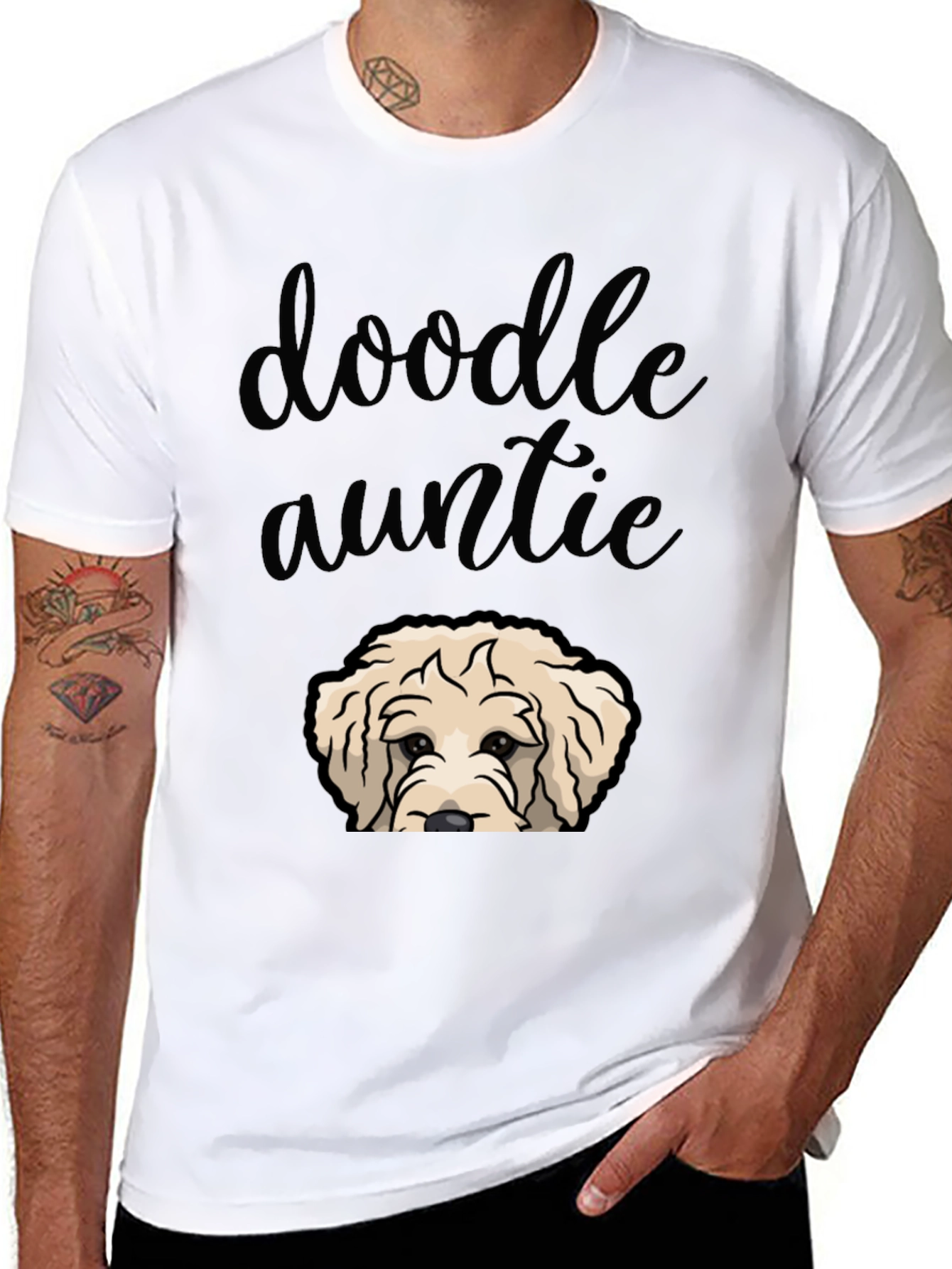 Black Doodle Auntie T-Shirt - Cute Dog Lover Tee view 8