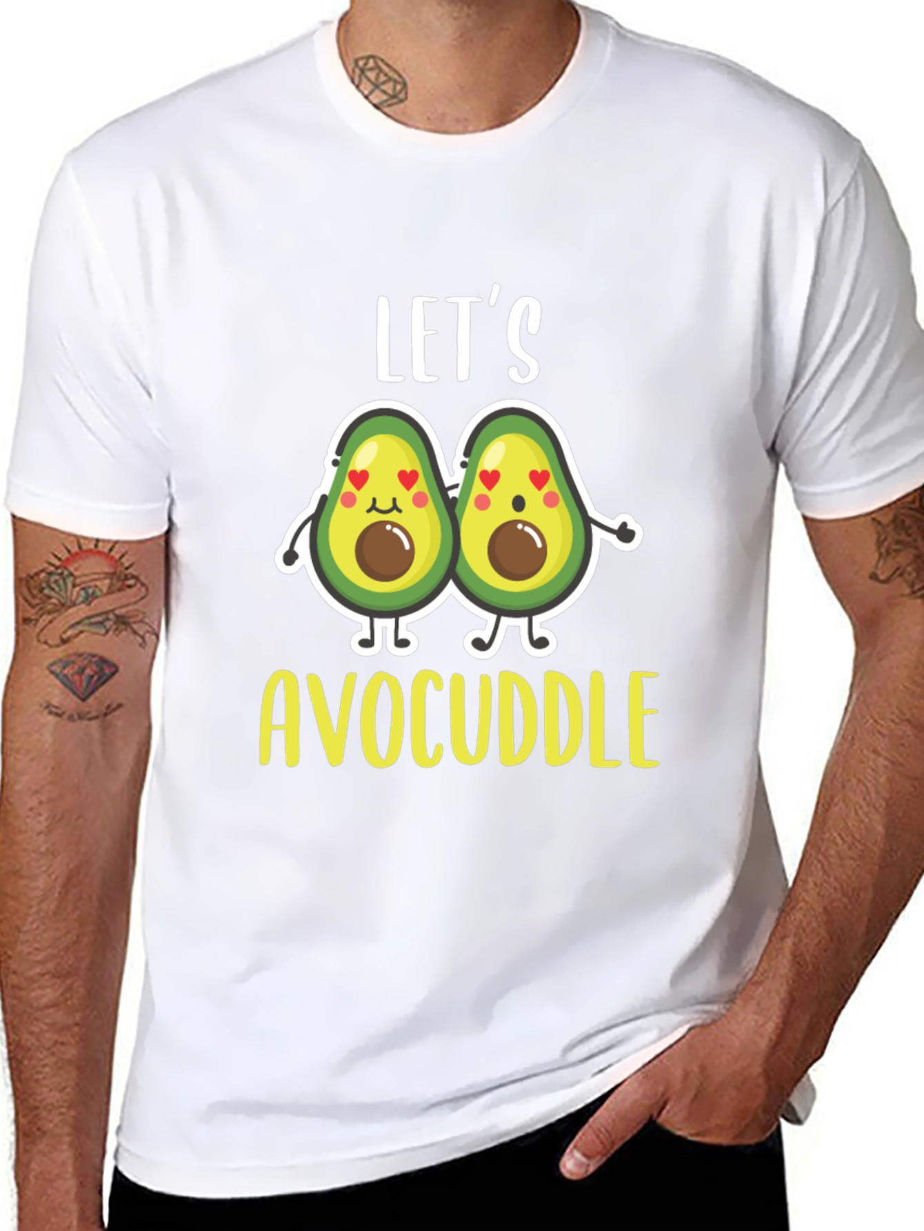 Black Let's Avocuddle Black T-Shirt view 8