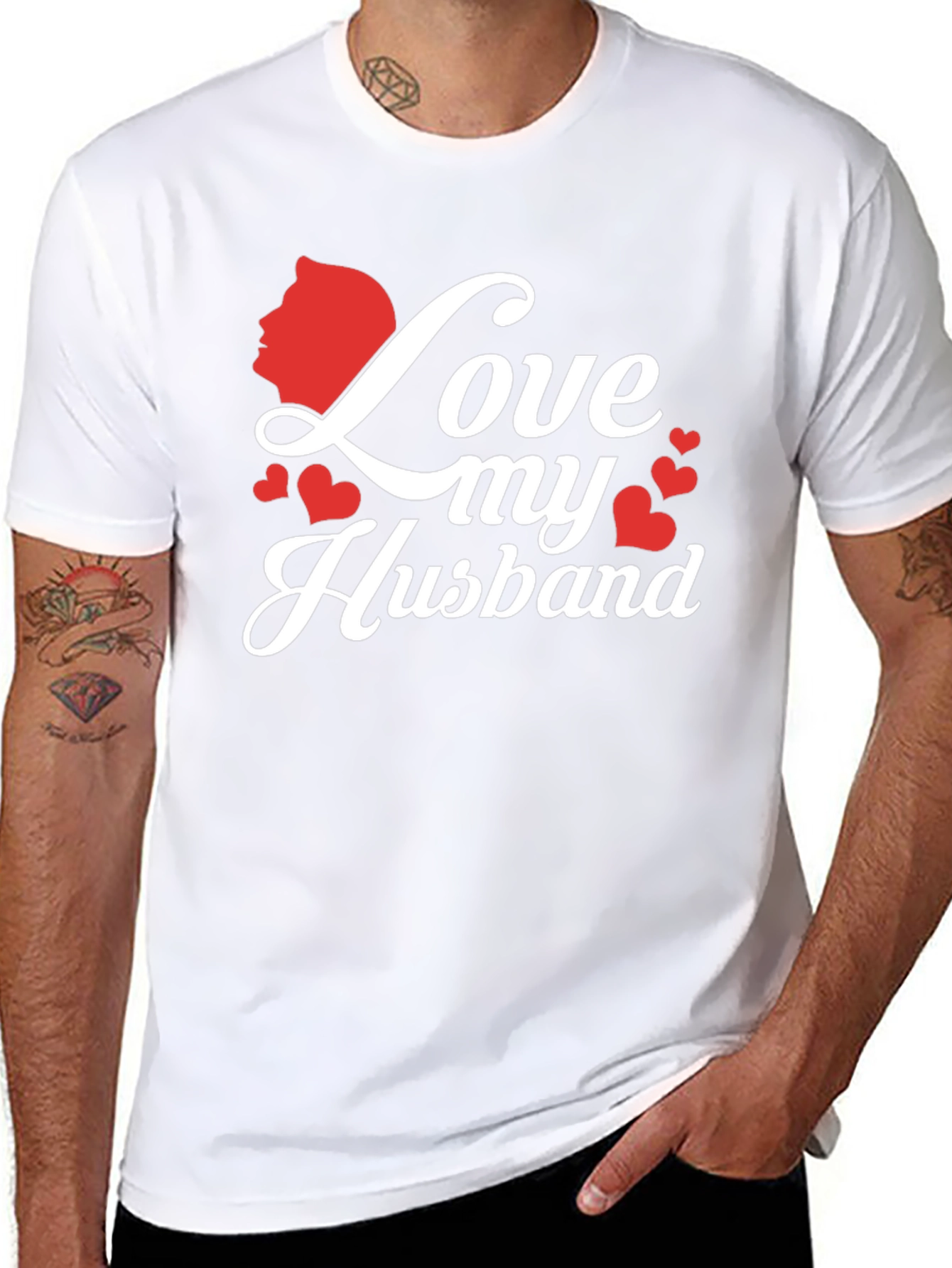 Black Love My Husband Graphic Tee - Black view 8