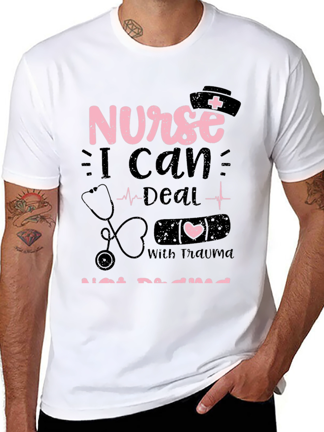 Black Nurse Trauma T-Shirt: I Can Deal With Trauma view 8