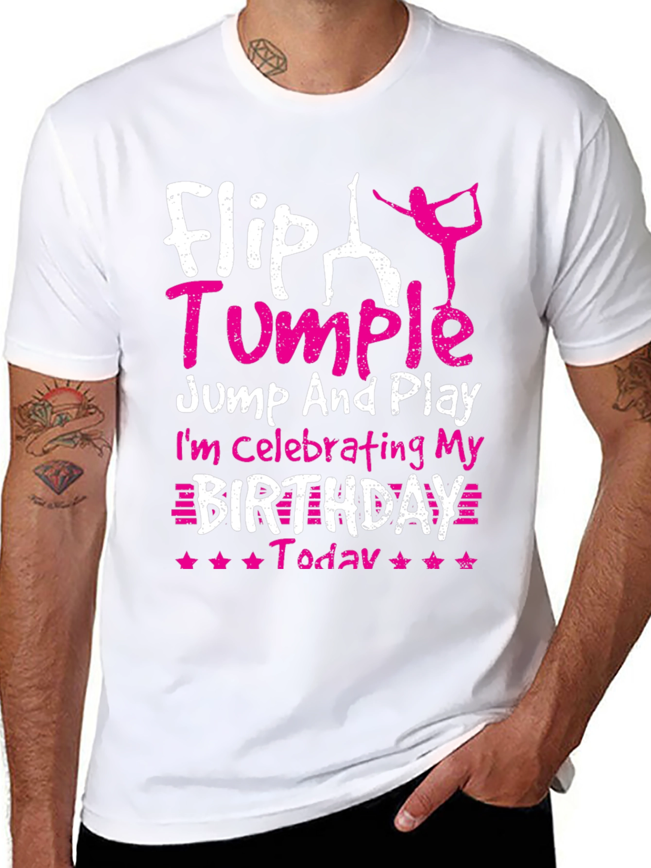 Black Flip Tumble Birthday Gymnastics T-Shirt view 8