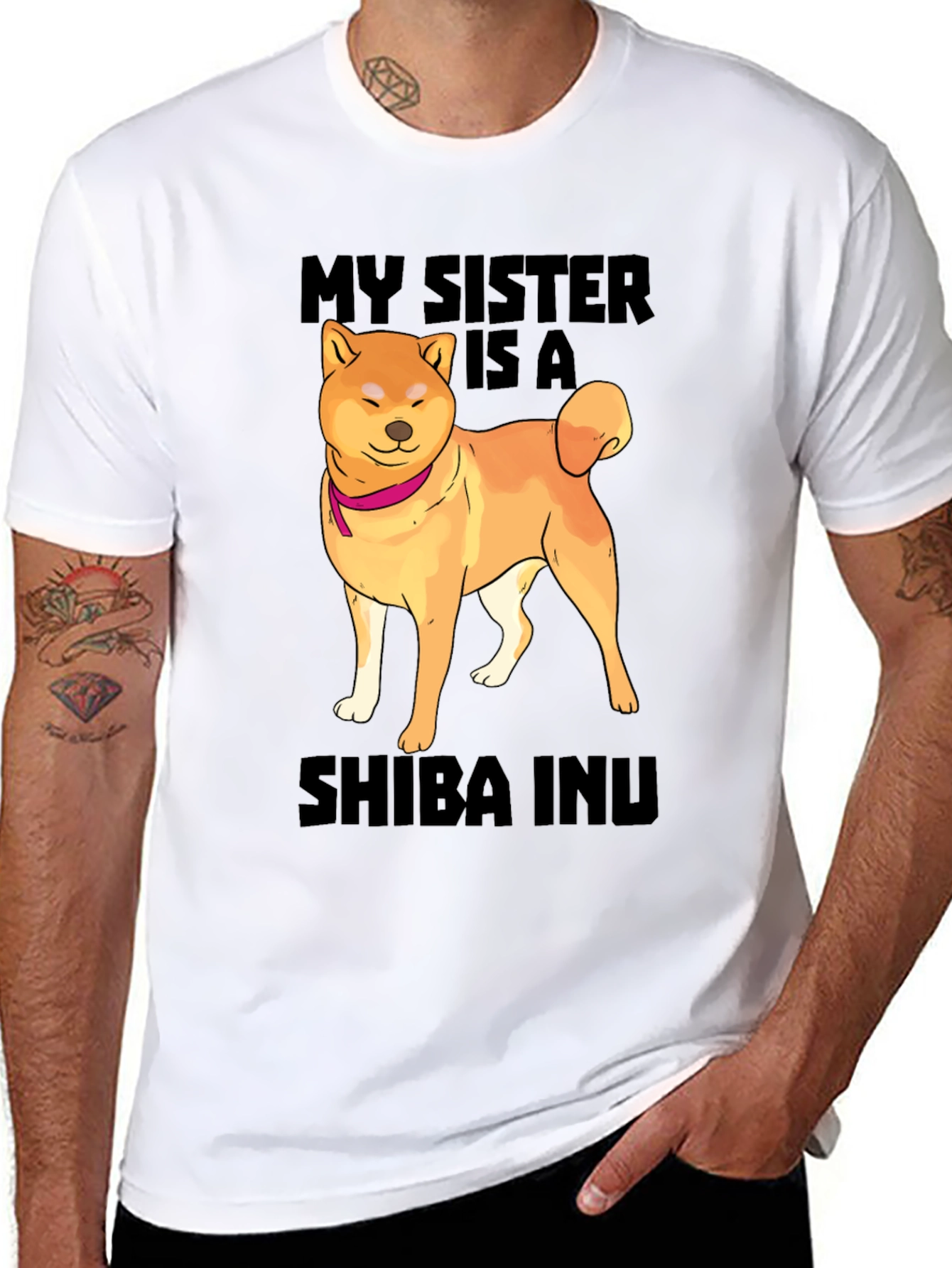 Black My Sister Is A Shiba Inu T-Shirt Funny Dog Lover Tee view 8
