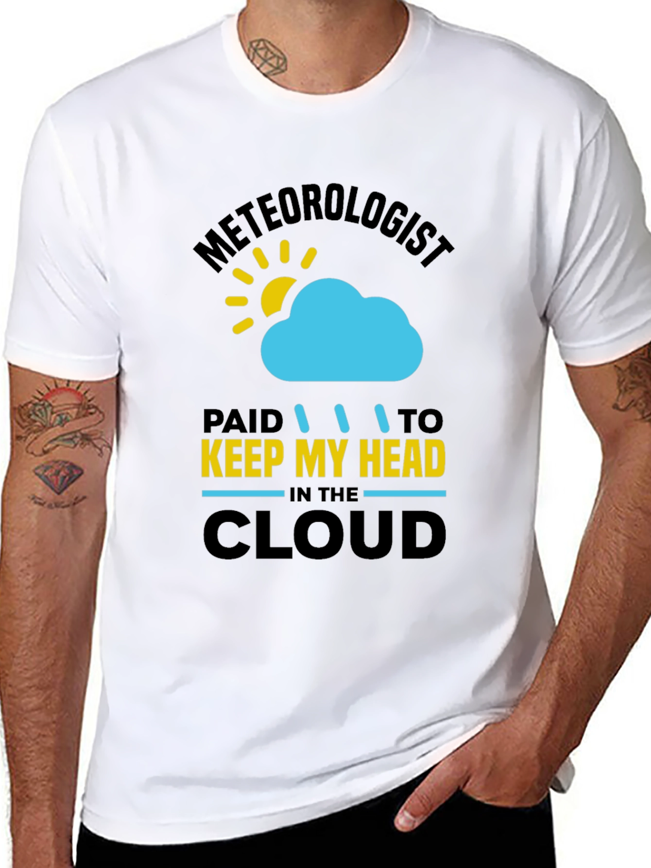 Black Meteorologist T-Shirt - Keep My Head in the Cloud view 8